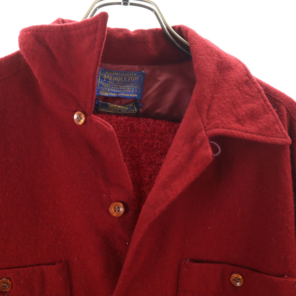 PENDLETON ペンドルトン 60s 70s wallachs別注 ヴィンテージ 長袖 オープンカラーシャツ L ボルドー メンズ
