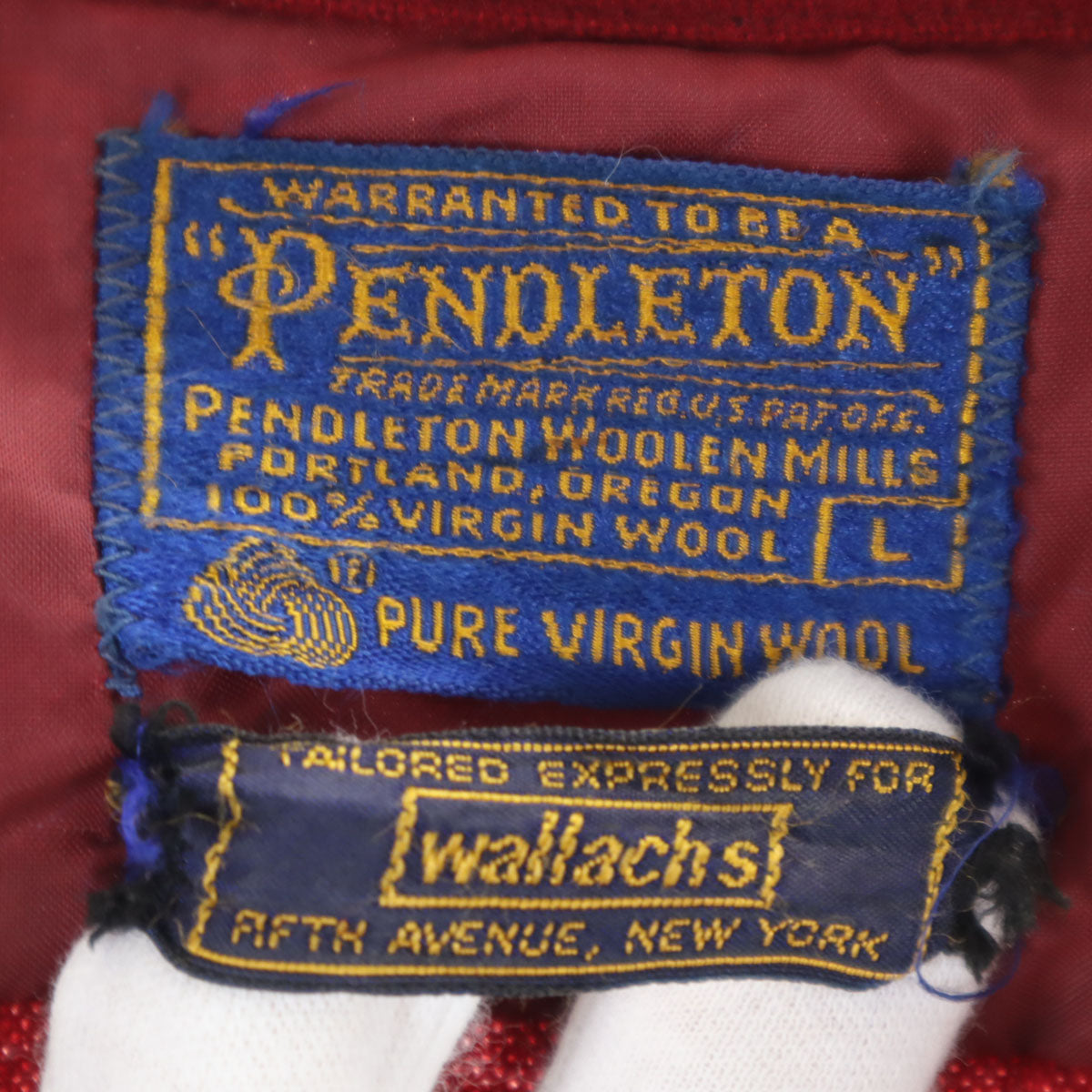 PENDLETON ペンドルトン 60s 70s wallachs別注 ヴィンテージ 長袖 オープンカラーシャツ L ボルドー メンズ