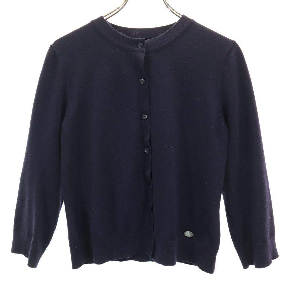フォクシー 日本製 7分袖 ニットカーディガン 40 ネイビー FOXEY レディース