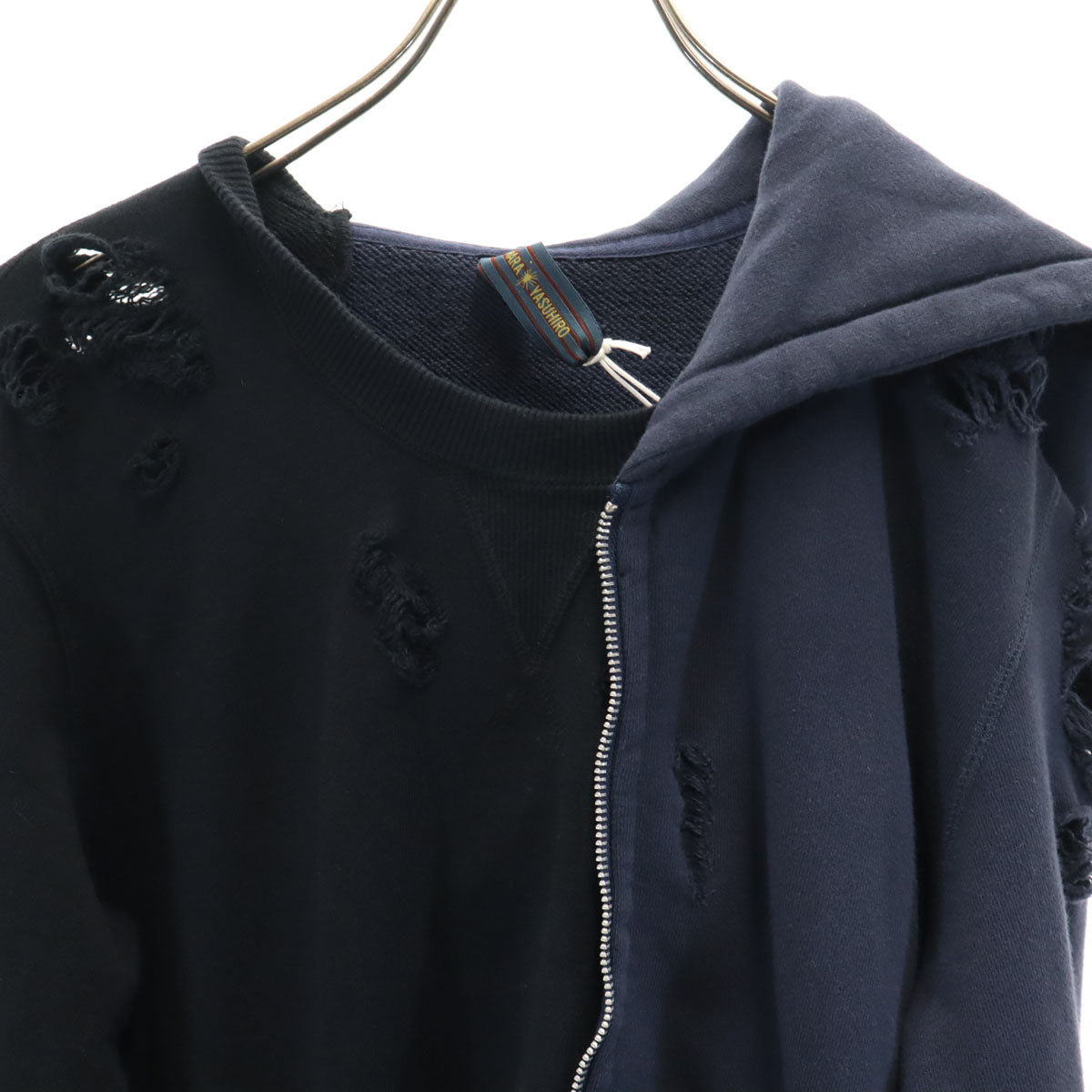 MIHARA YASUHIRO ミハラヤスヒロ 日本製 長袖 グランジ スウェットパーカー 44 ネイビー メンズ