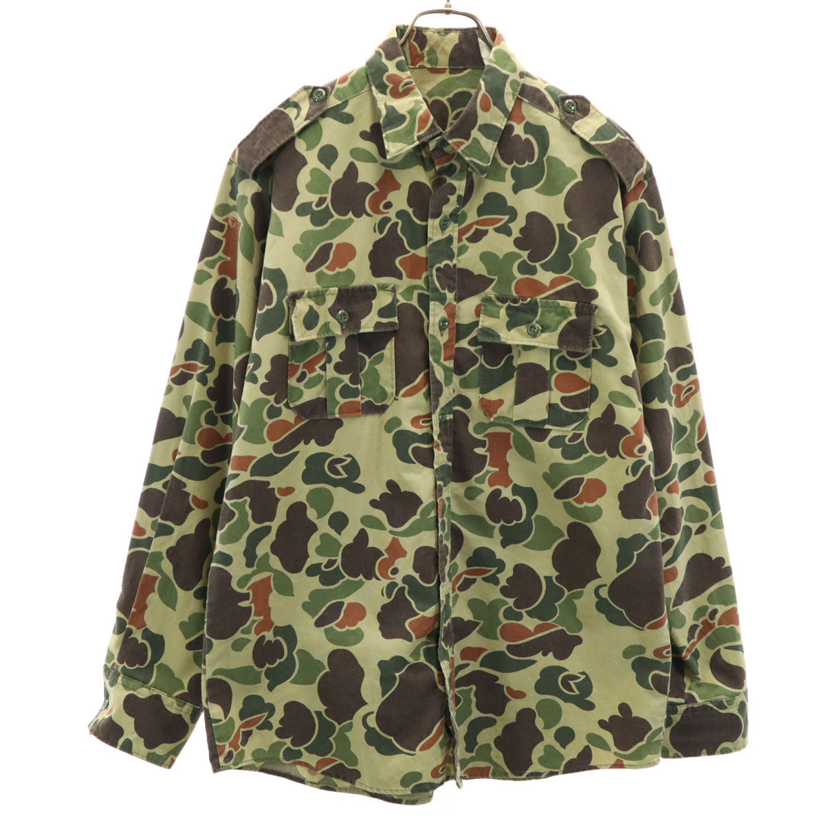 VINTAGE ヴィンテージ 70s ダックハンターカモ 長袖 ミリタリーシャツ オリーブ系 迷彩 メンズ