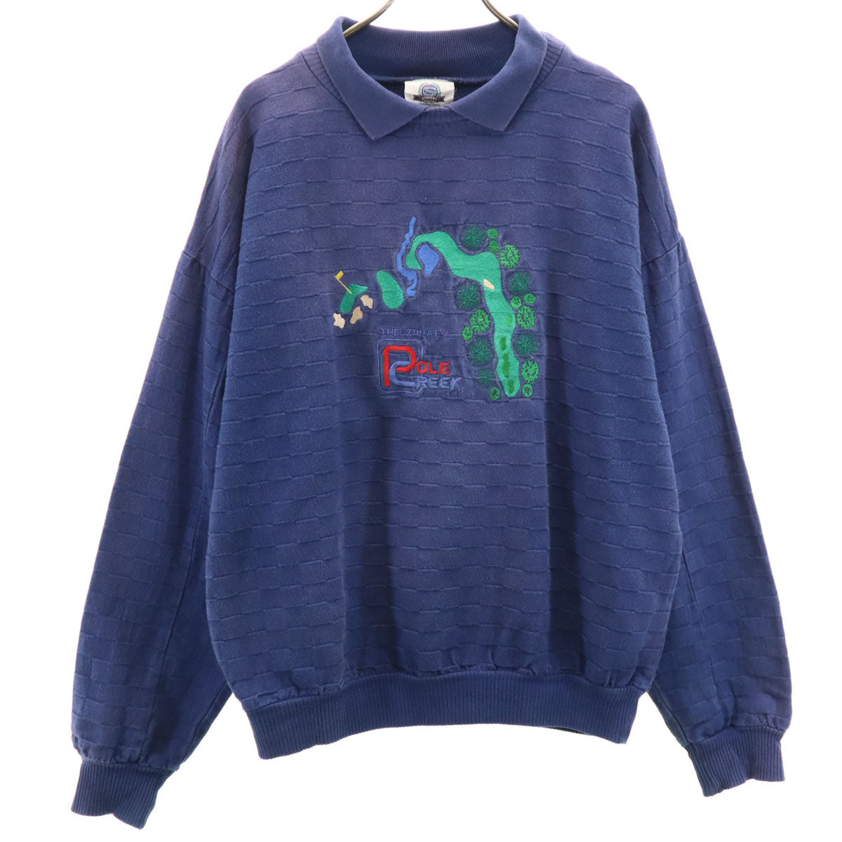 SOMERS 90s オールド ゴルフ刺繍 長袖 襟付き トレーナー M ネイビーパープル メンズ