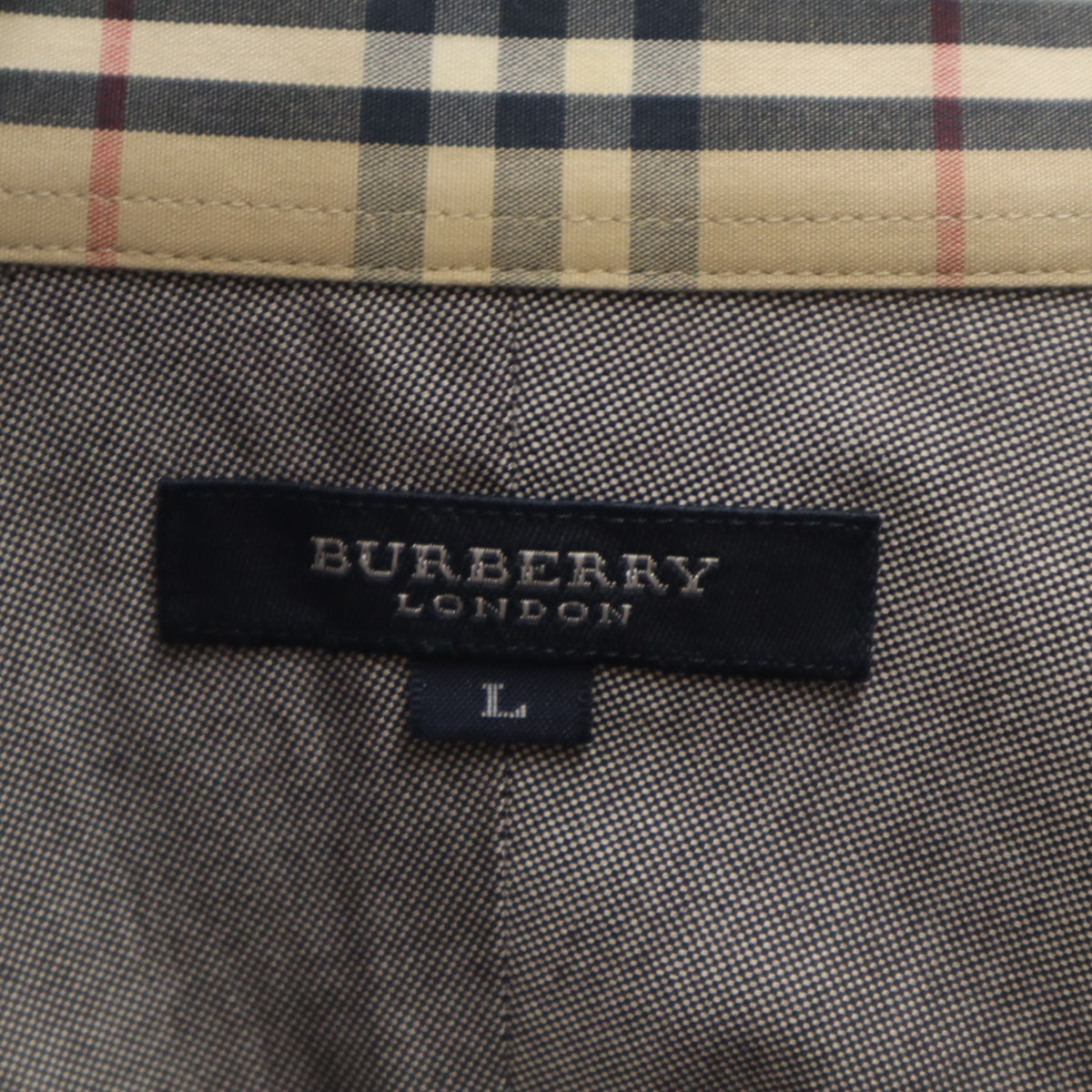 BURBERRY LONDON バーバリーロンドン 日本製 長袖 ボタンダウンシャツ L グレー 三陽商会 メンズ