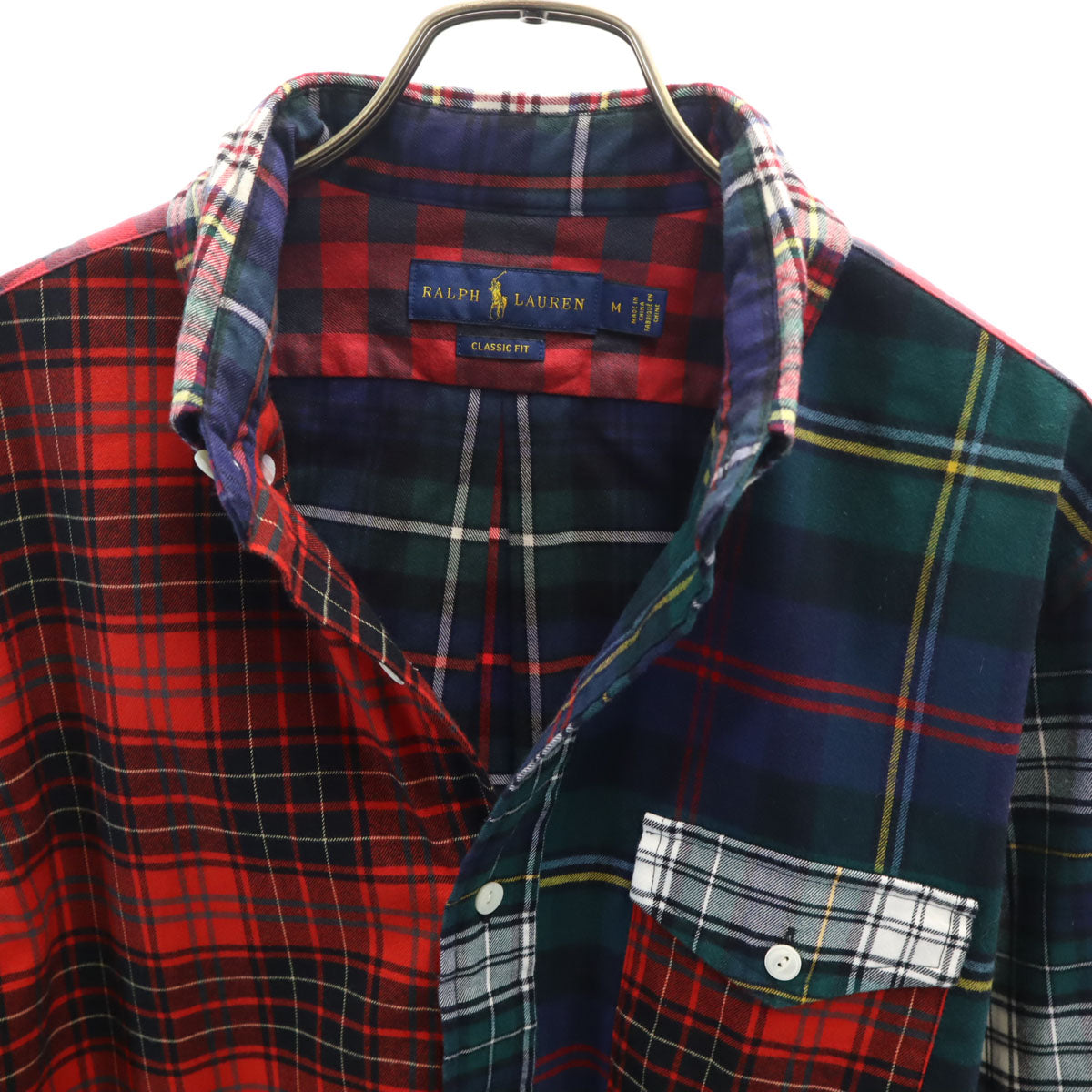 RALPH LAUREN ラルフローレン チェック柄 長袖 ボタンダウンシャツ M グリーン系 メンズ