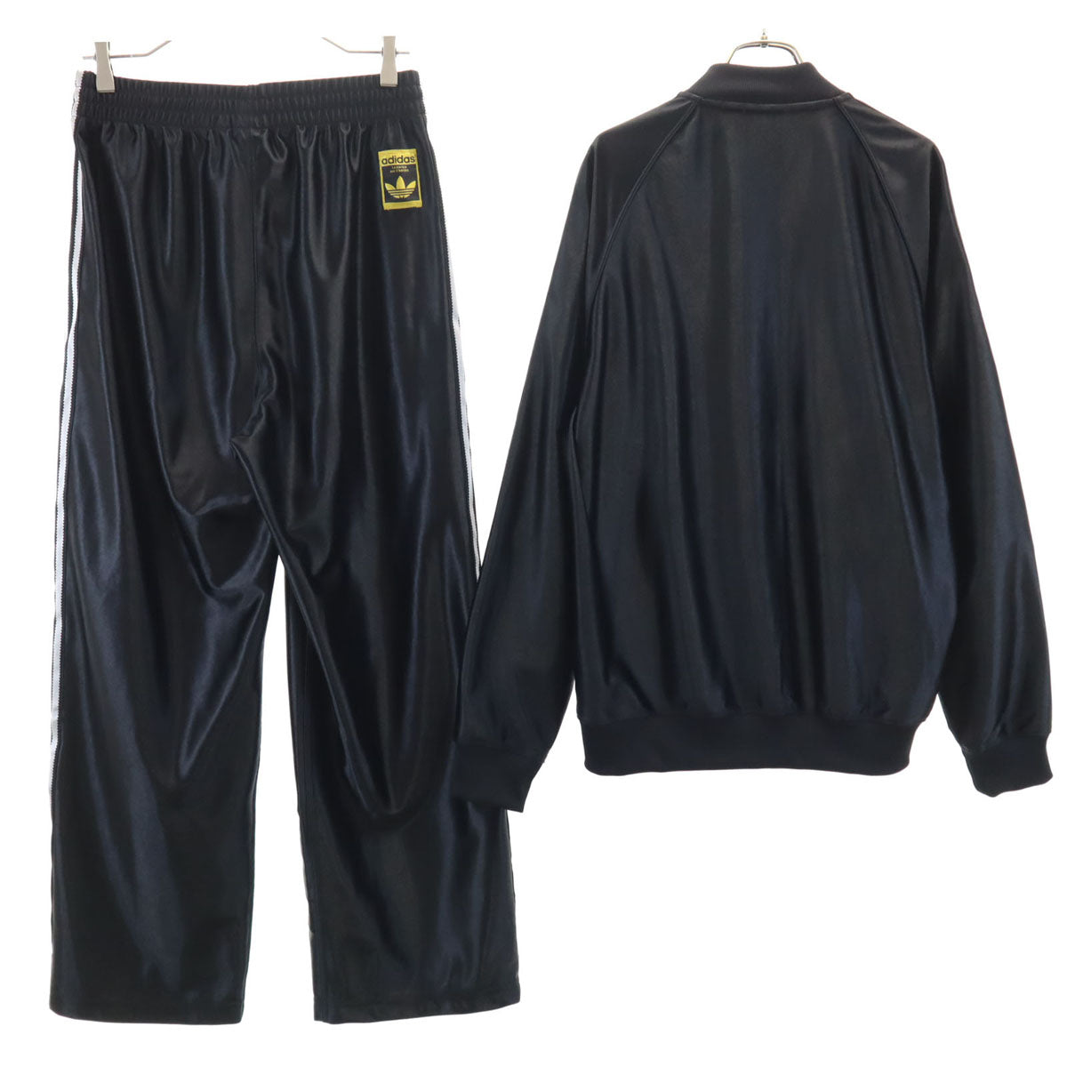 adidas アディダス トレフォイルロゴ トラックジャケット 上下 セットアップ M ブラック ジャージ メンズ