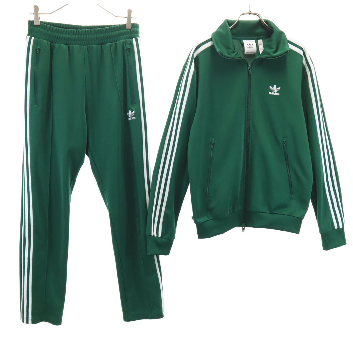 adidas アディダス トレフォイルロゴ トラックジャケット 上下 セットアップ M グリーン ジャージ メンズ