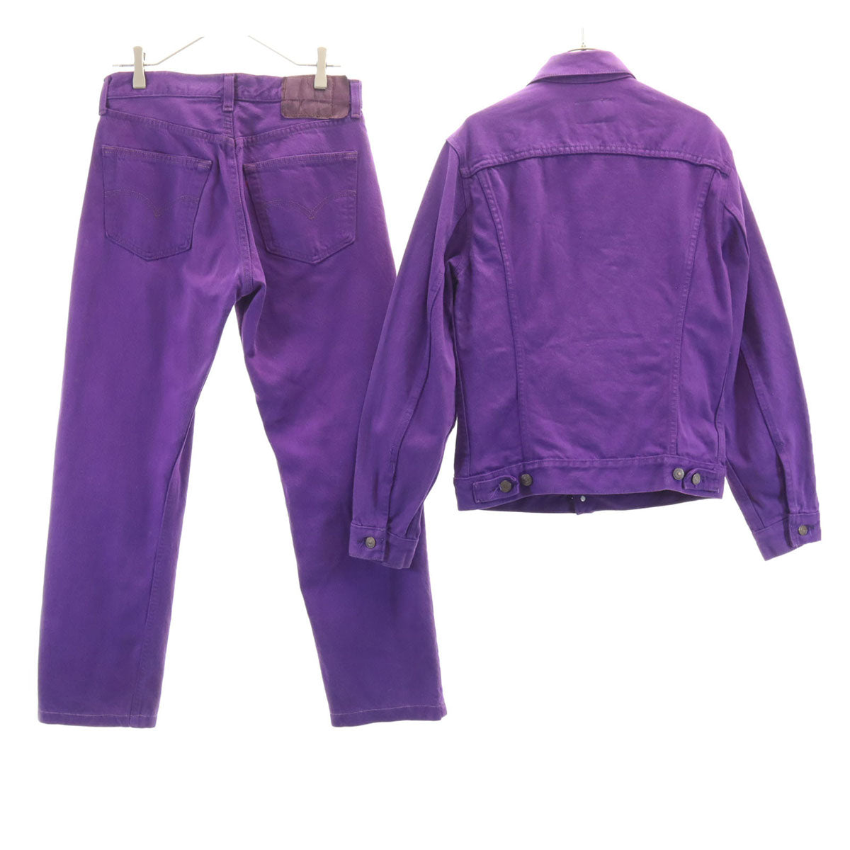 Levi's リーバイス 90s 70506-0257 USA製 カナダ製 オールド 後染め デニムジャケット 上下 セットアップ 36/W32 パープル トラッカー ジージャン メンズ