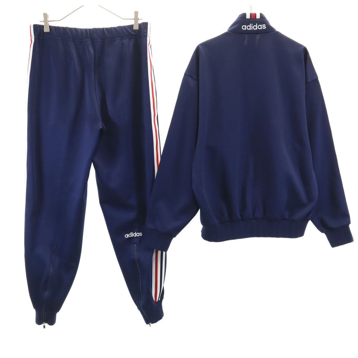 adidas アディダス 80s 日本製 ヴィンテージ トラックジャケット 上下 セットアップ O/XO ネイビー デサント メンズ