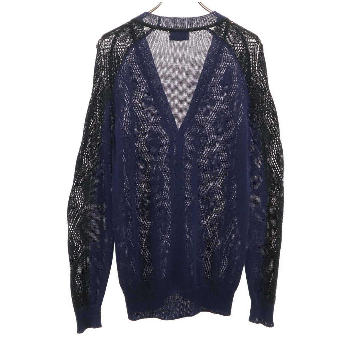 Pringle プリングル アーガイル 長袖 Vネック ニットカーディガン 38 ネイビー メンズ