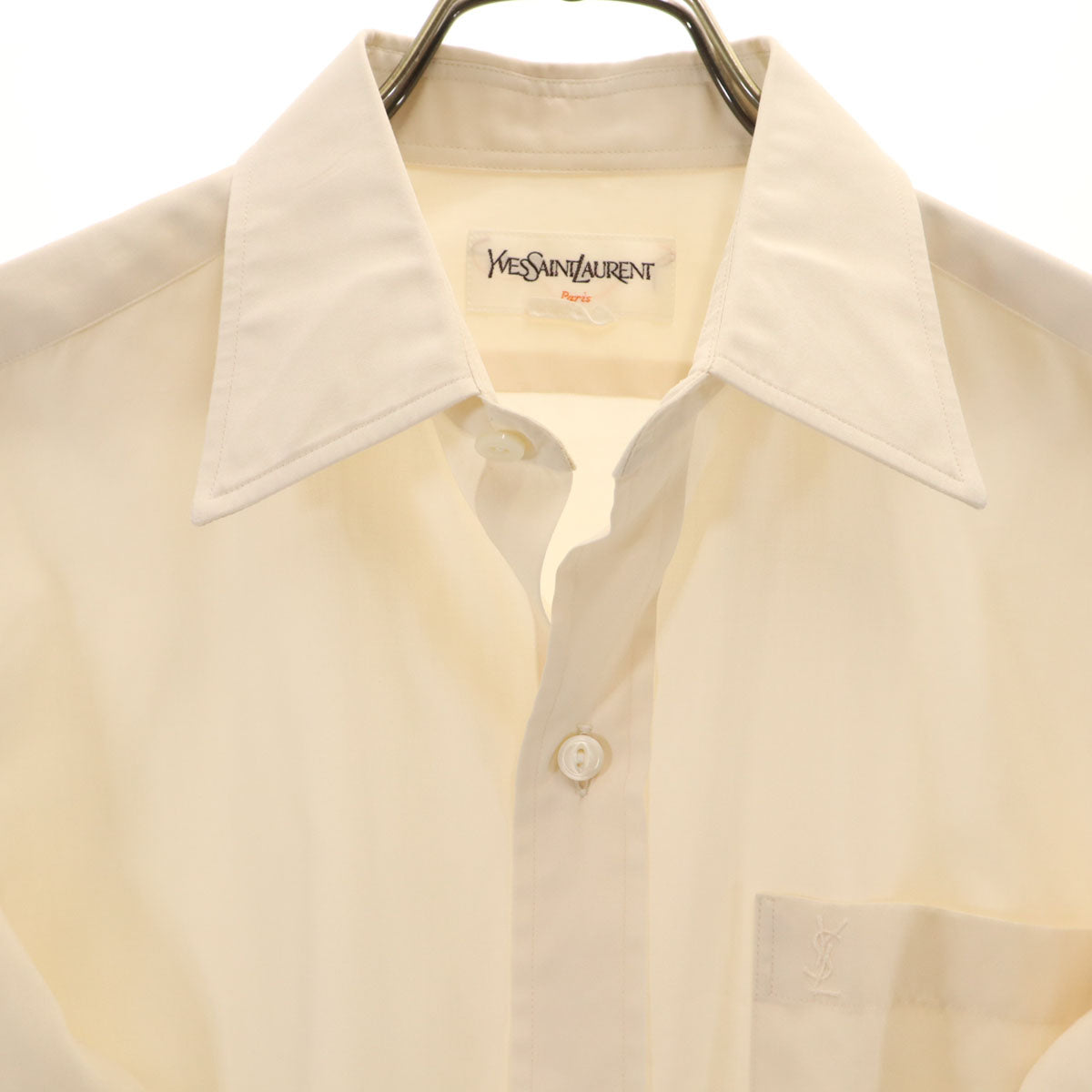 YVES SAINT LAURENT イヴサンローラン 80s 90s オールド 長袖 シャツ 36-78 アイボリー メンズ