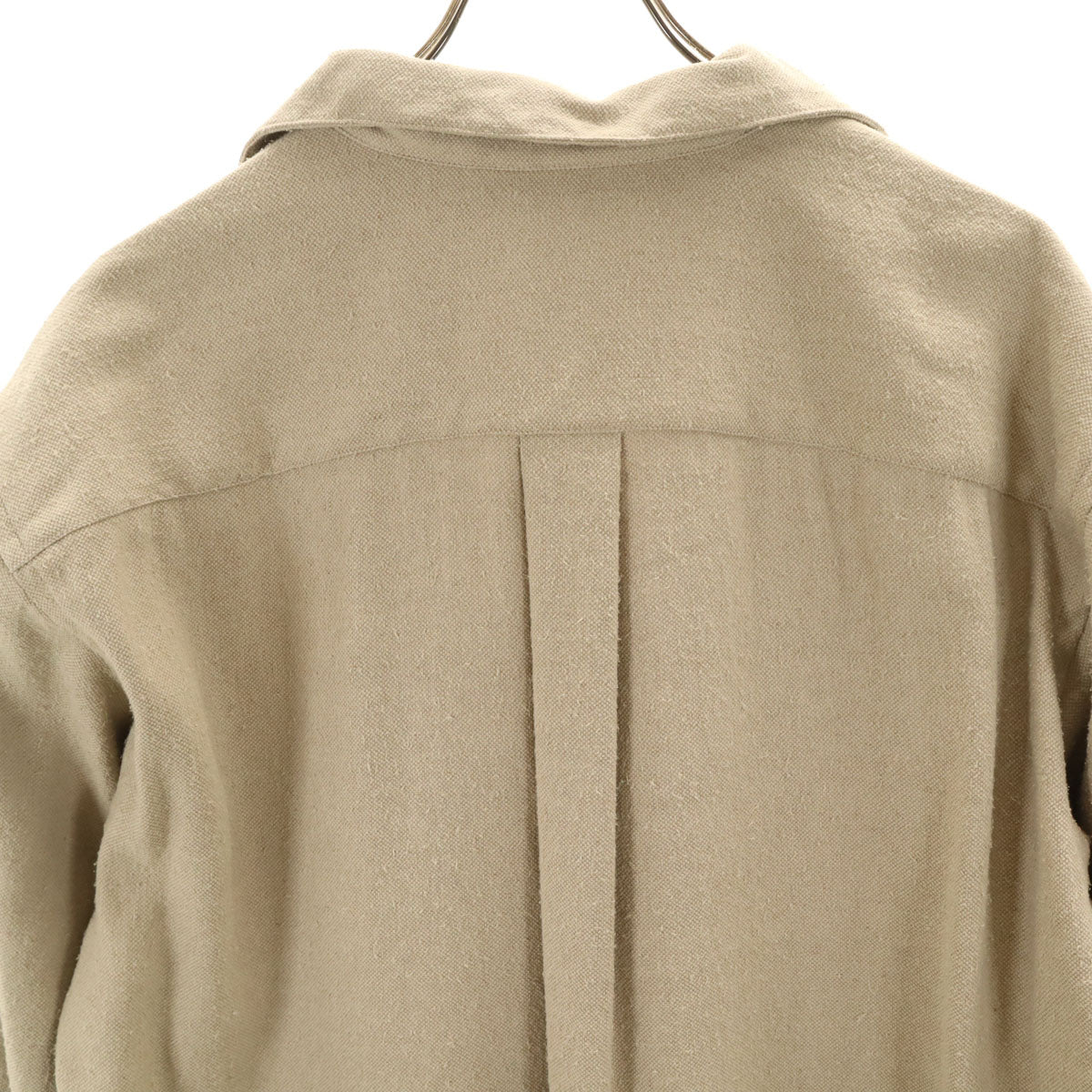 未使用 SOVEREIGN UNITED ARROWS ソブリン ユナイテッドアローズ シルク リネン 長袖 スキッパー シャツ L ベージュ メンズ