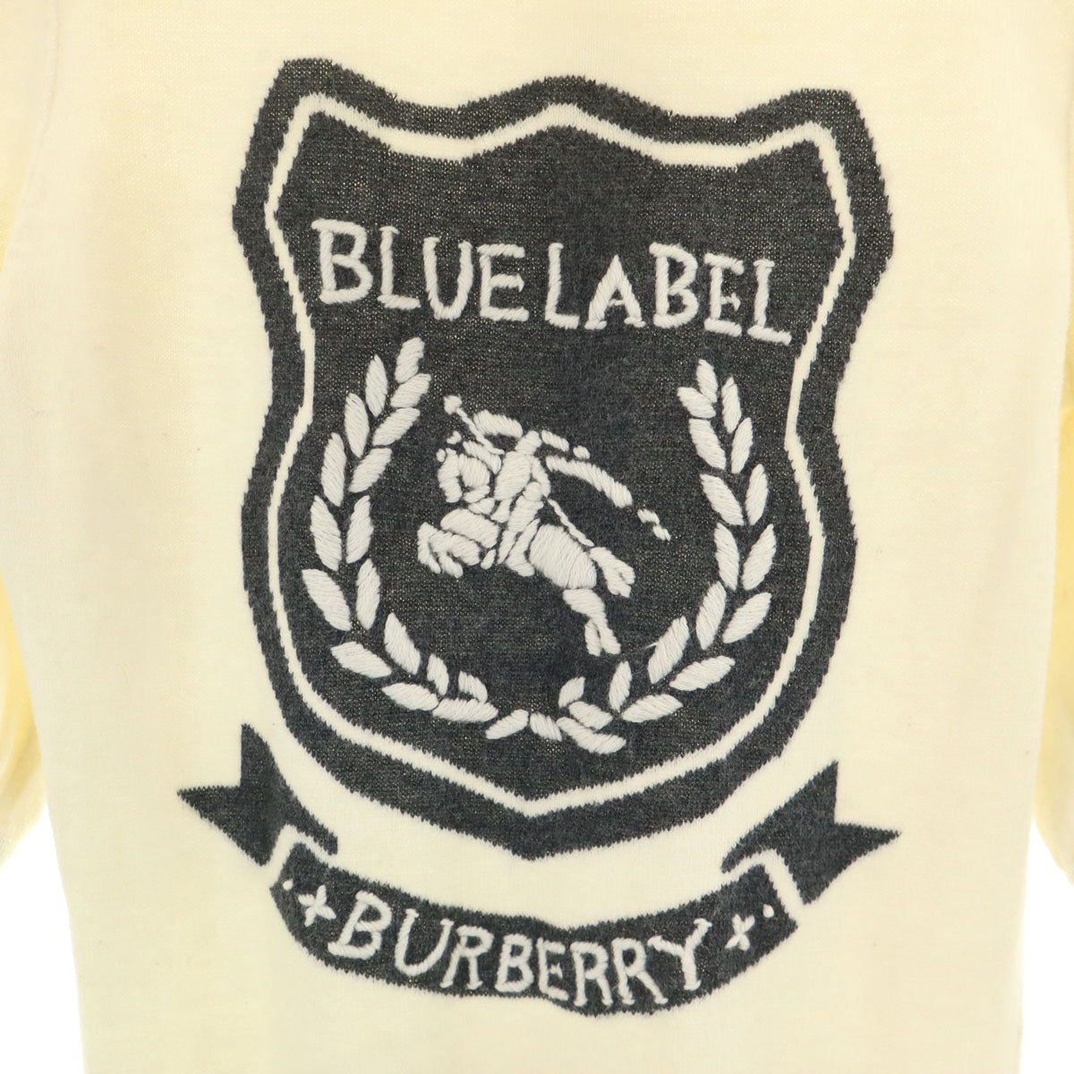 BURBERRY LONDON BLUE LABEL バーバリー ロンドン ブルーレーベル 5分袖 ニット 38 アイボリー 三陽商会 レディース