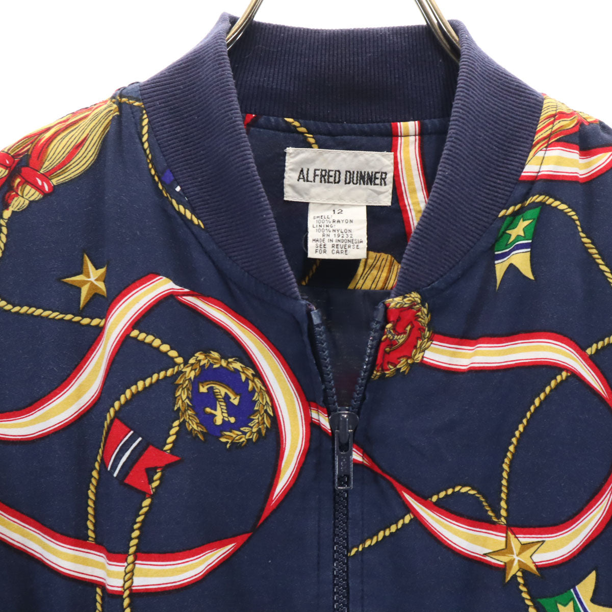 ALFRED DUNNER アルフレッドダナー 90s オールド 総柄 ブルゾン 12 ネイビー ジャケット レディース