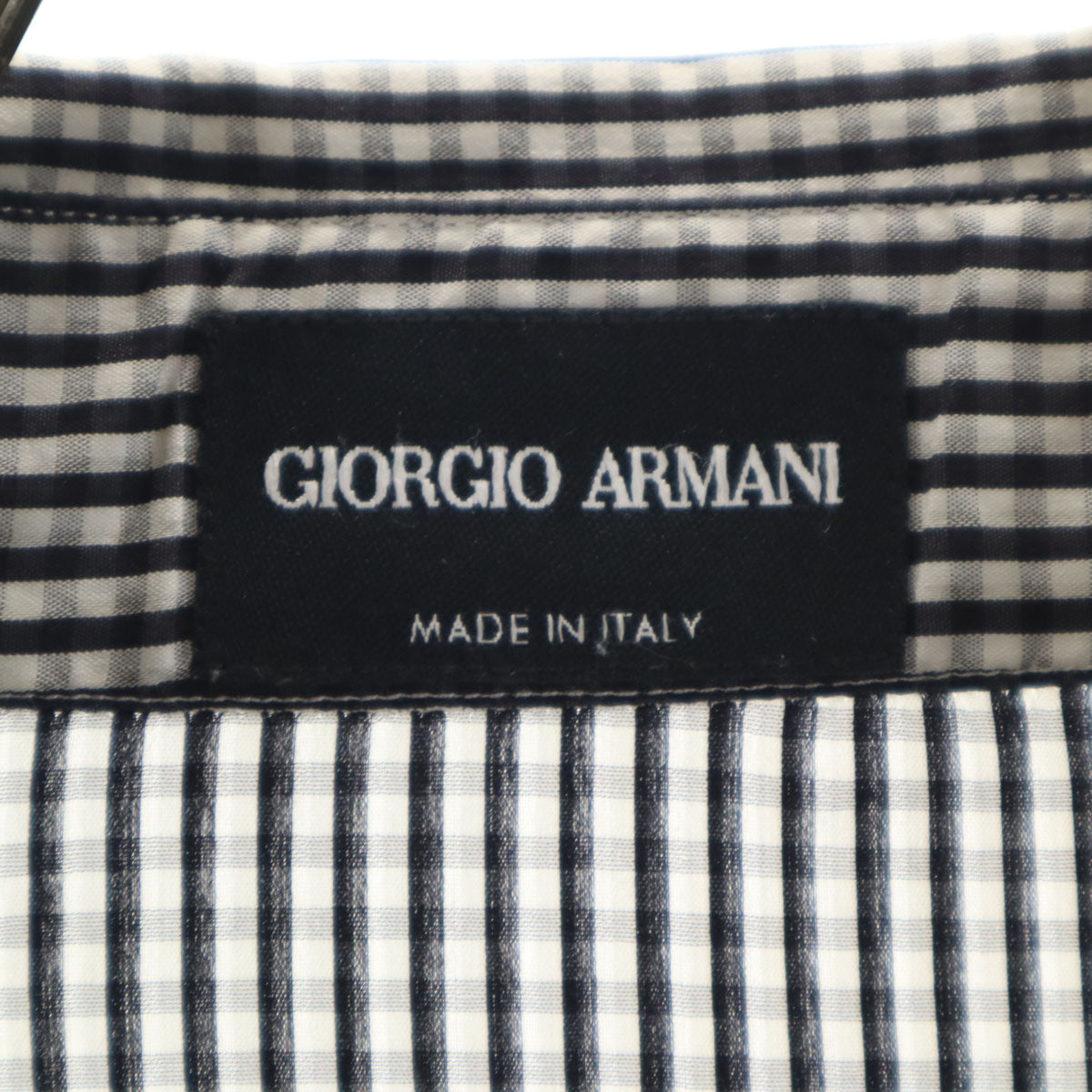 GIORGIO ARMANI ジョルジオアルマーニ イタリア製 チェック柄 長袖 シャツ 39 ブラック メンズ