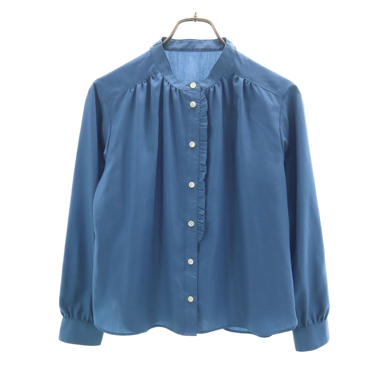 BLUE LABEL CRESTBRIDGE ブルーレーベルクレストブリッジ 長袖 バンドカラーシャツ 36 青紺系 ブラウス レディース
