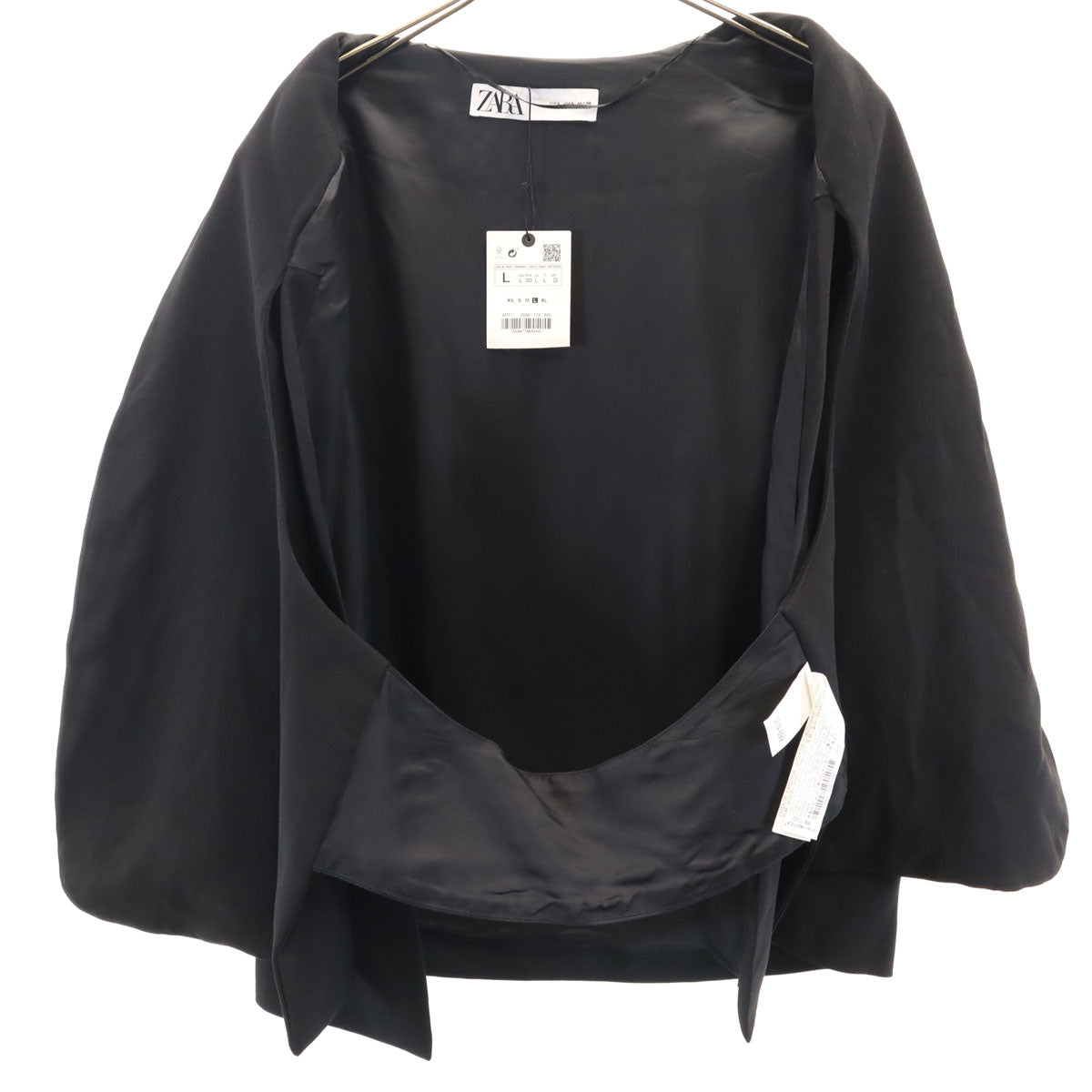 未使用 ZARA ザラ ケープ ジャケット L ブラック レディース