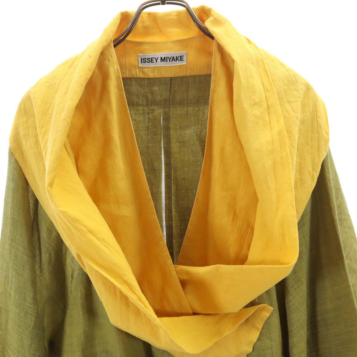 ISSEY MIYAKE イッセイミヤケ 90s 日本製 リネン オールド 長袖 カーディガン M 抹茶色 レディース