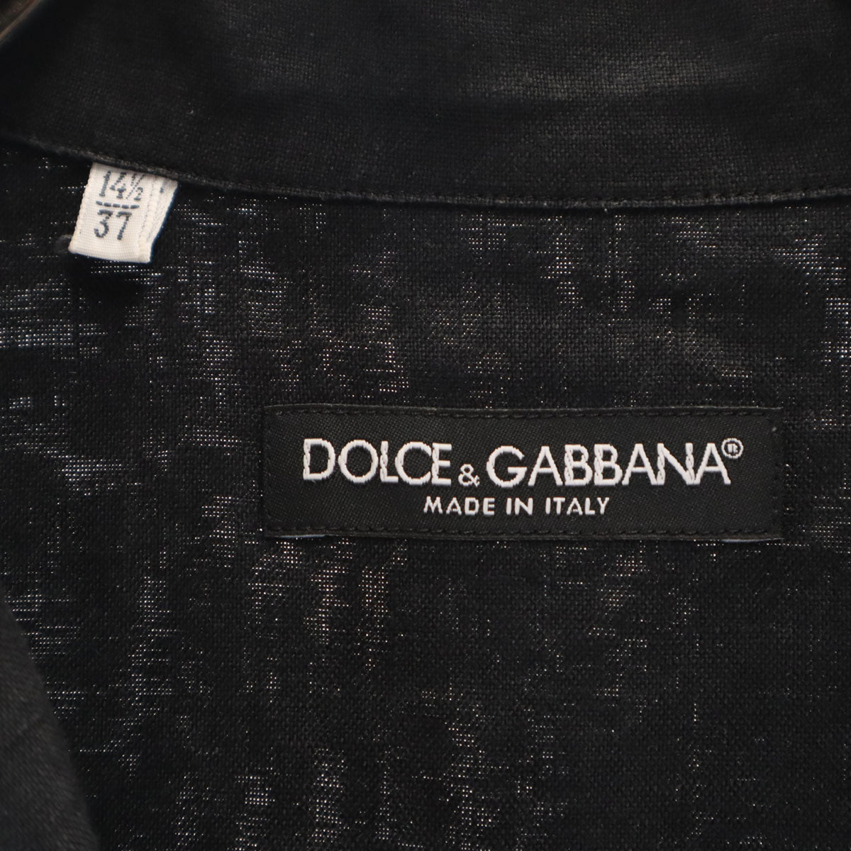 DOLCE&GABBANA ドルチェアンドガッバーナ イタリア製 5分袖 リネンシャツ 37 ブラック メンズ