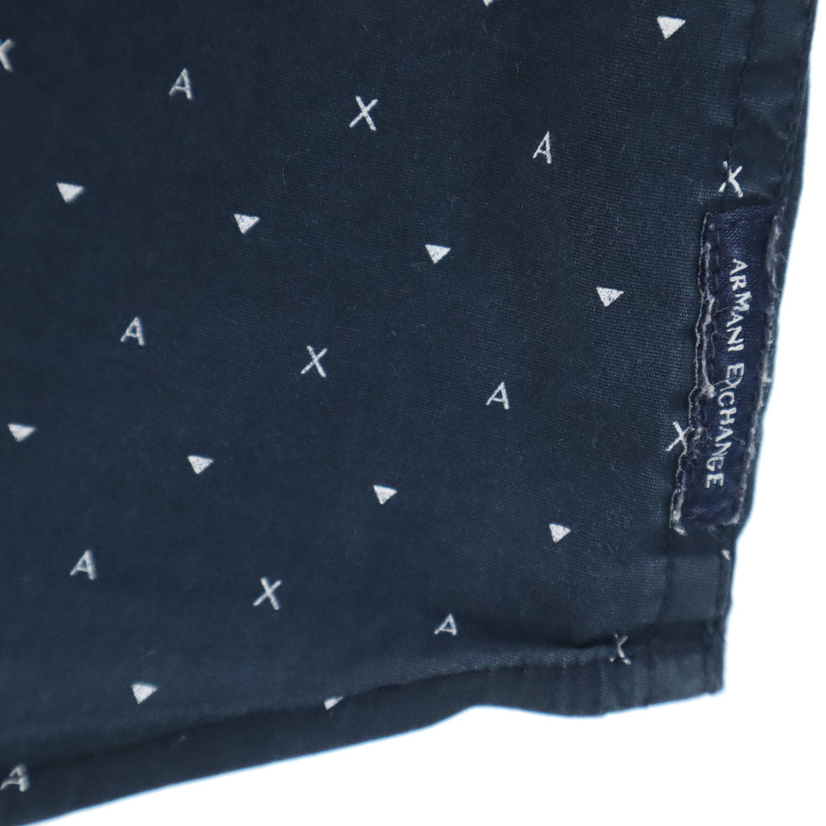 ARMANI EXCHANGE アルマーニエクスチェンジ 総ロゴ 長袖 シャツ 10A ネイビー 比翼 キッズ