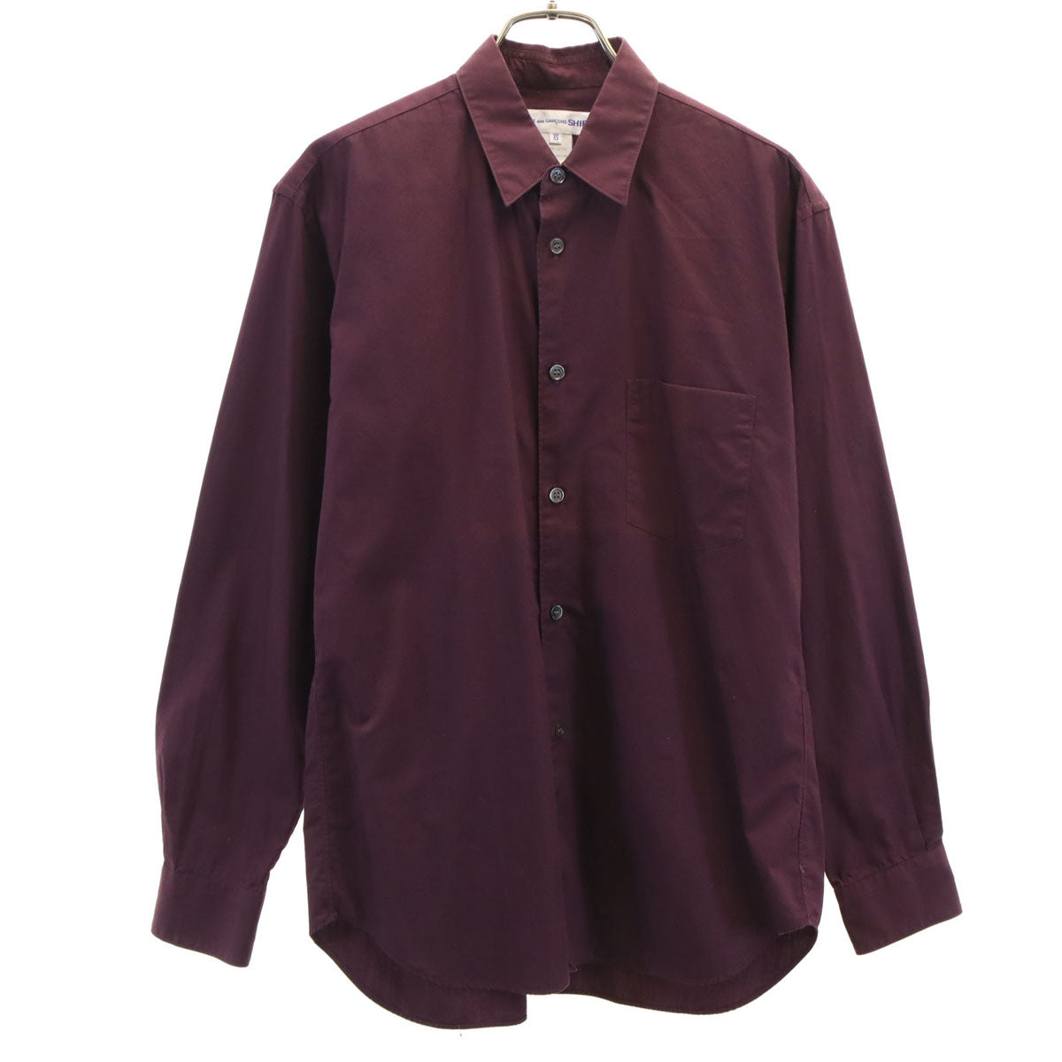 COMME des GARCONS SHIRT コムデギャルソンシャツ フランス製 長袖 コットンシャツ XS ワインレッド メンズ