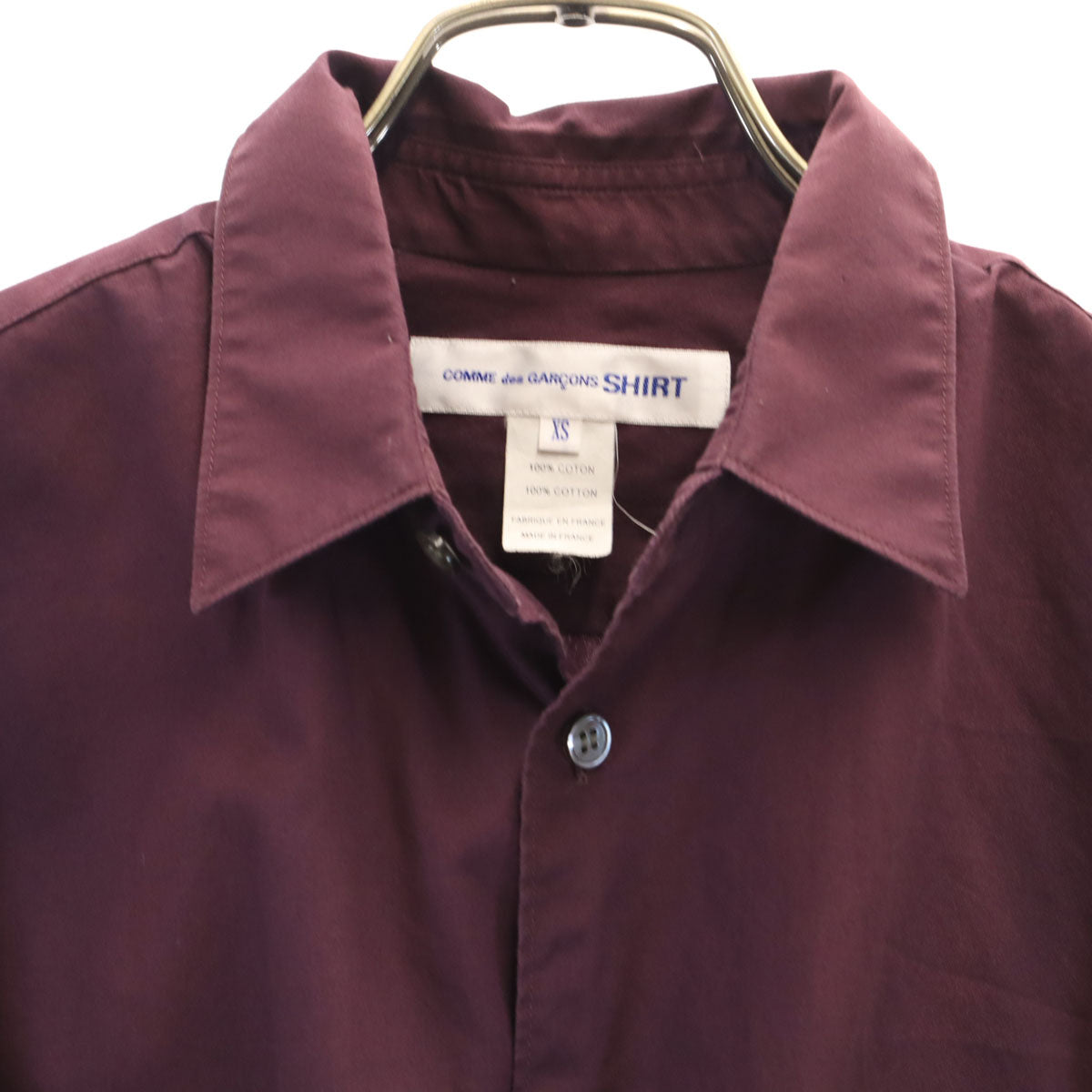 COMME des GARCONS SHIRT コムデギャルソンシャツ フランス製 長袖 コットンシャツ XS ワインレッド メンズ