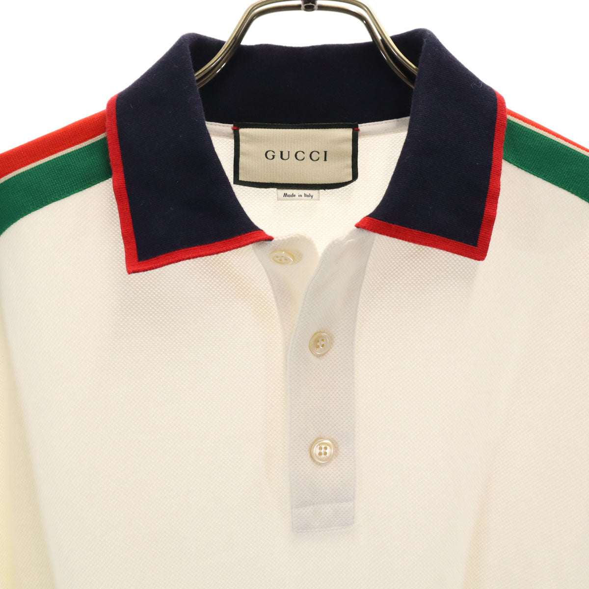 GUCCI グッチ イタリア製 長袖 ポロシャツ S ホワイト メンズ