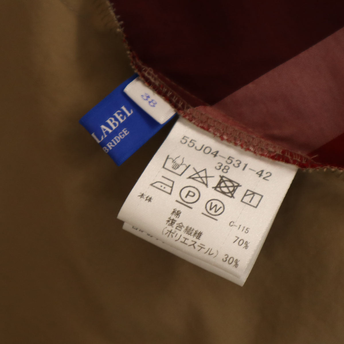 BLUE LABEL CRESTBRIDGE ブルーレーベルクレストブリッジ 5分袖 バンドカラー シャツワンピース 38 カーキベージュ レディース