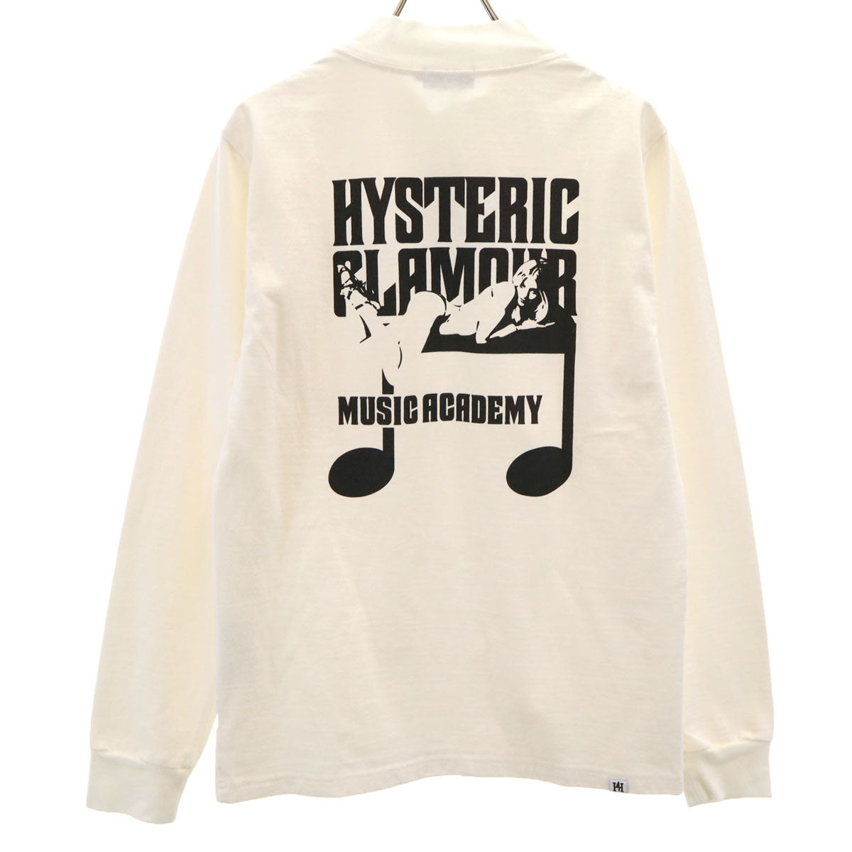 未使用 HYSTERIC GLAMOUR ヒステリックグラマー 日本製 バックプリント 長袖 モックネック Tシャツ S ホワイト ロンT メンズ