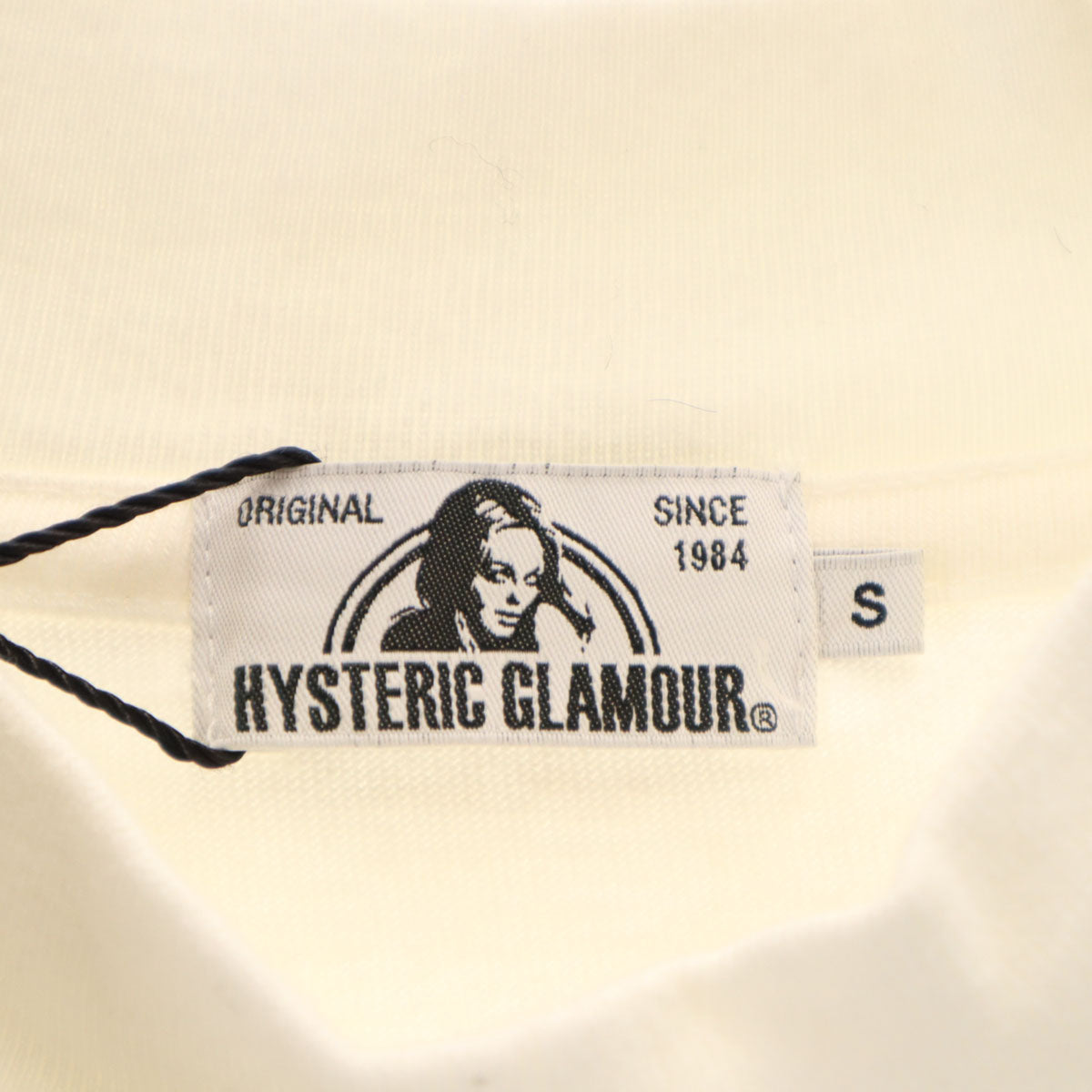 未使用 HYSTERIC GLAMOUR ヒステリックグラマー 日本製 バックプリント 長袖 モックネック Tシャツ S ホワイト ロンT メンズ
