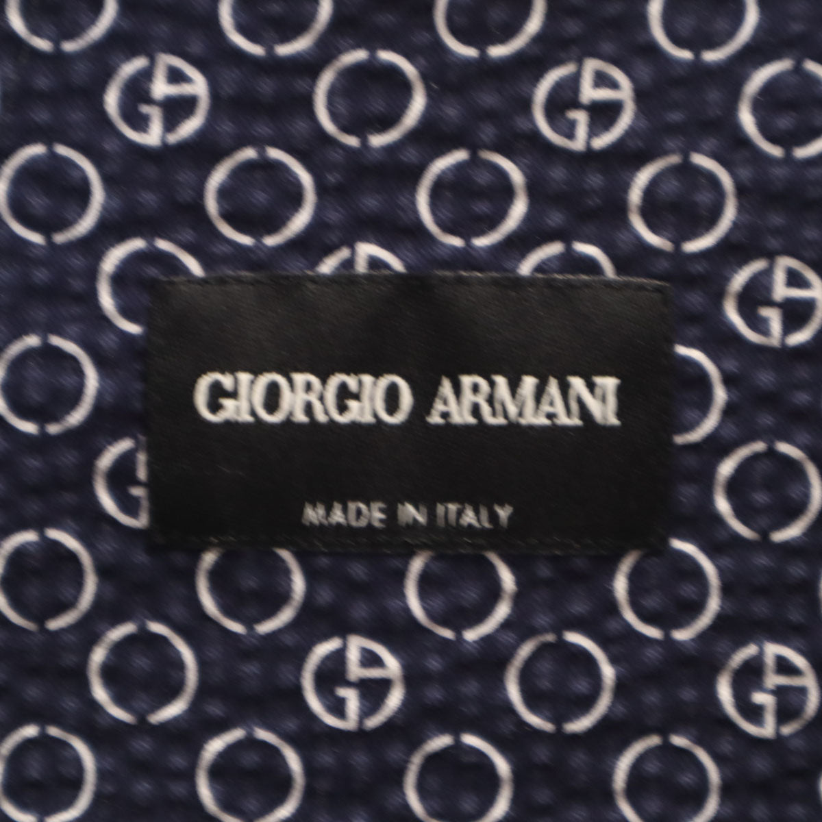 GIORGIO ARMANI ジョルジオアルマーニ イタリア製 総柄 長袖 シアサッカー ジップ シャツ 39 ネイビー メンズ