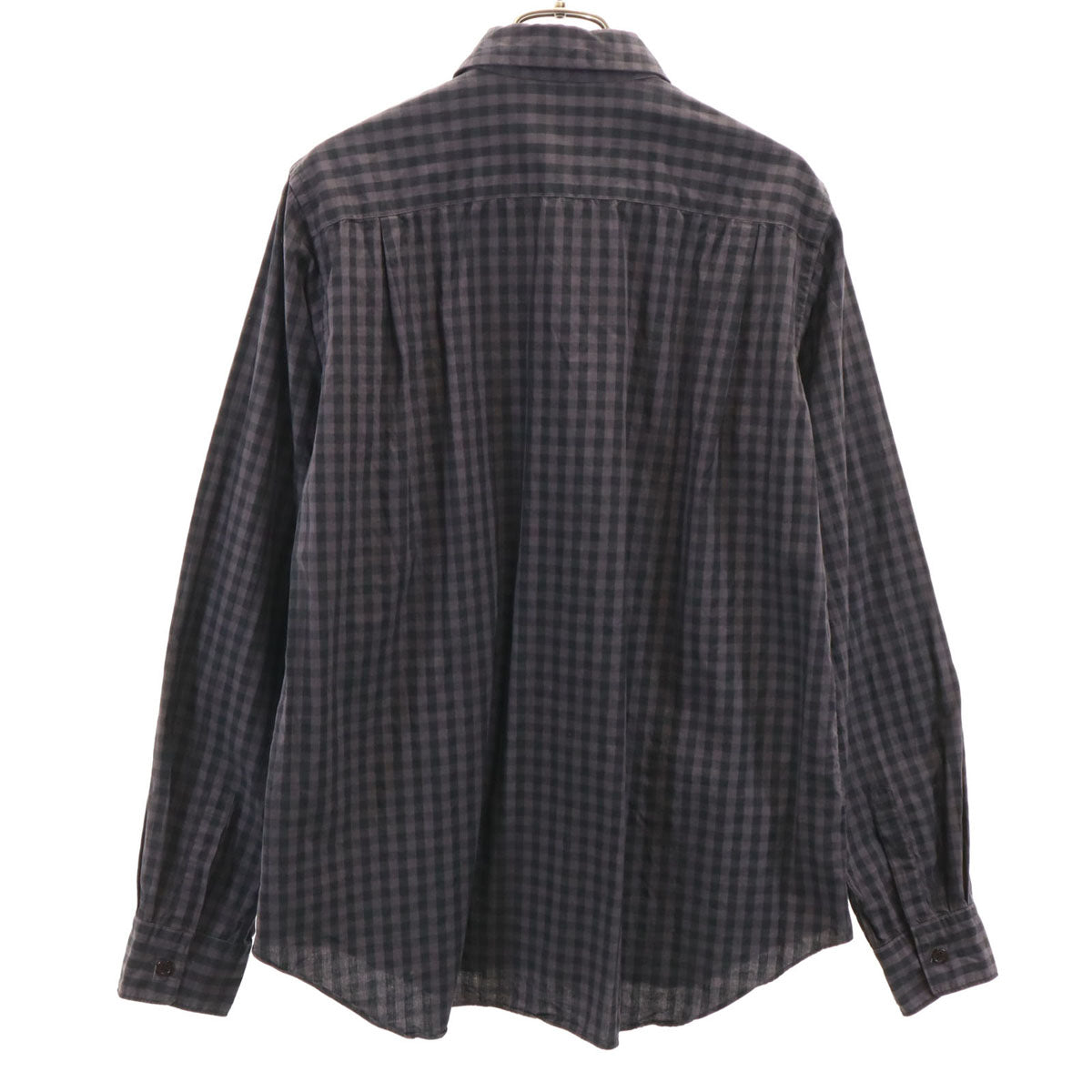 BLACK COMME des GARCONS ブラックコムデギャルソン 2012年 日本製 チェック柄 長袖 コットンシャツ M チャコールグレー メンズ