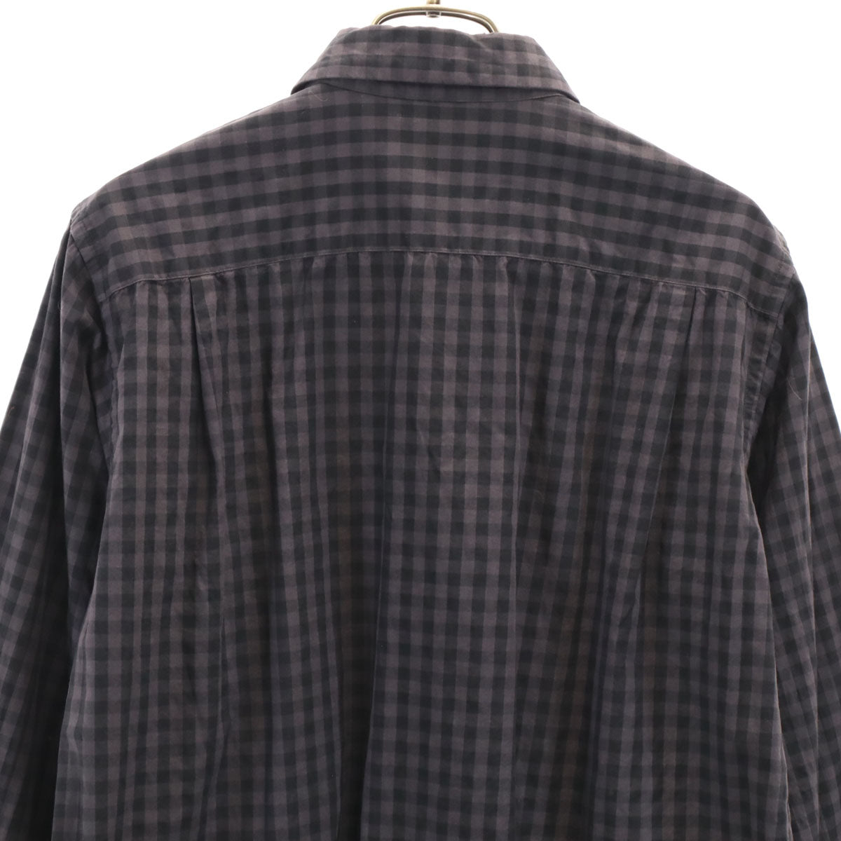 BLACK COMME des GARCONS ブラックコムデギャルソン 2012年 日本製 チェック柄 長袖 コットンシャツ M チャコールグレー メンズ