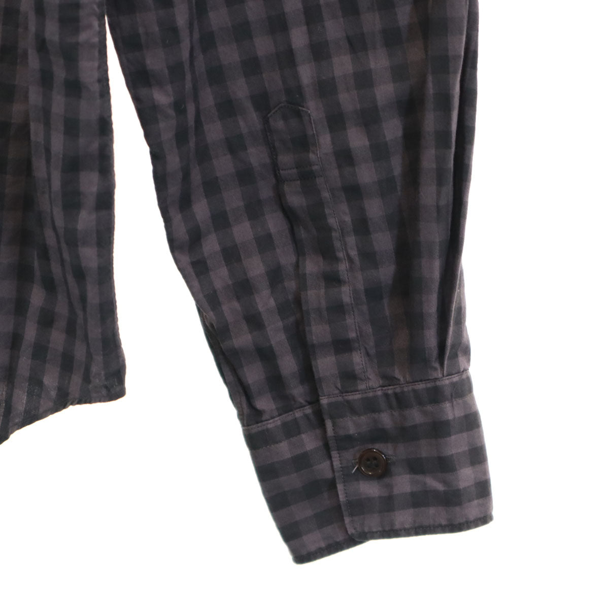 BLACK COMME des GARCONS ブラックコムデギャルソン 2012年 日本製 チェック柄 長袖 コットンシャツ M チャコールグレー メンズ