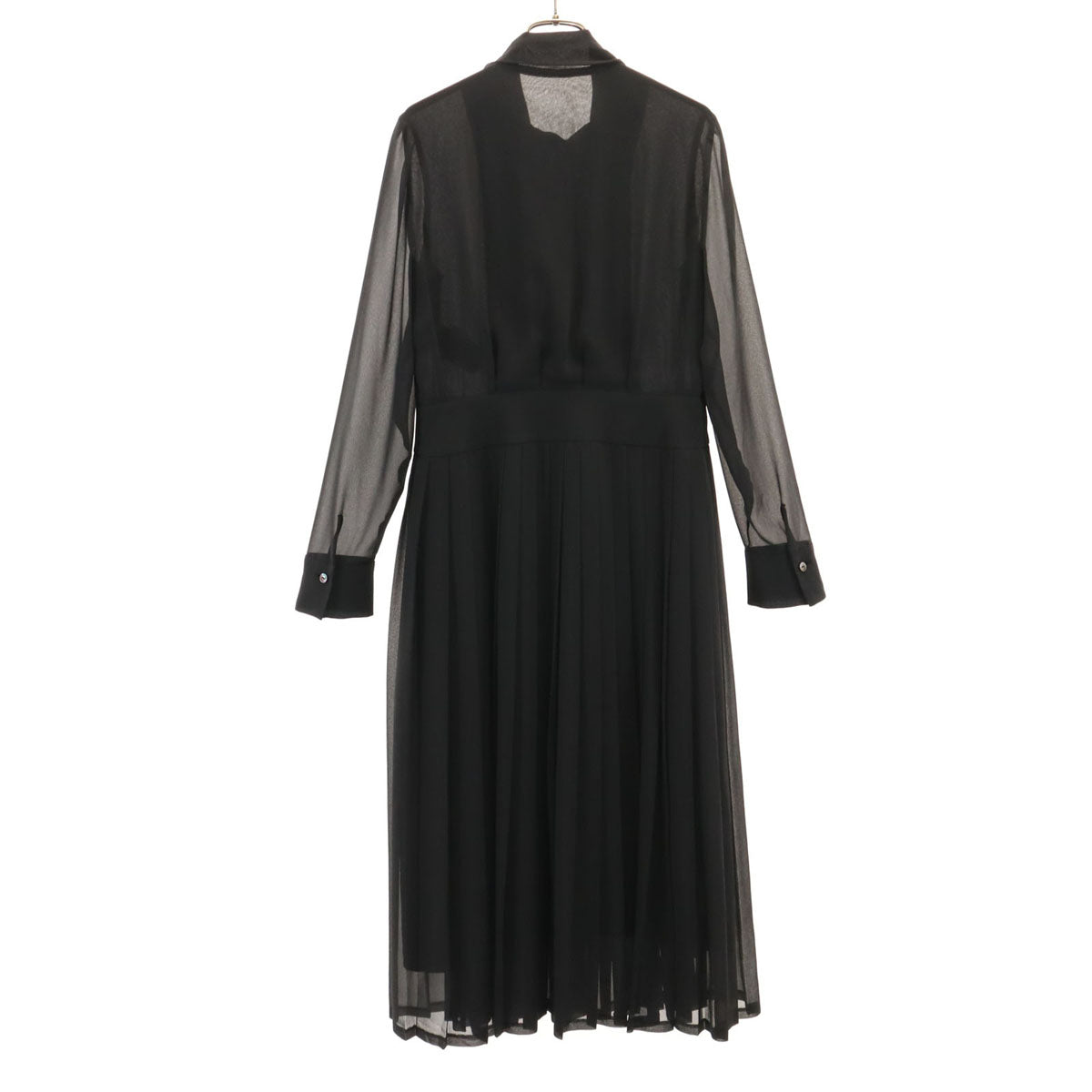 LANVIN LA COLLECTION ランバンコレクション 日本製 長袖 シアー ワンピース 38 ブラック レディース