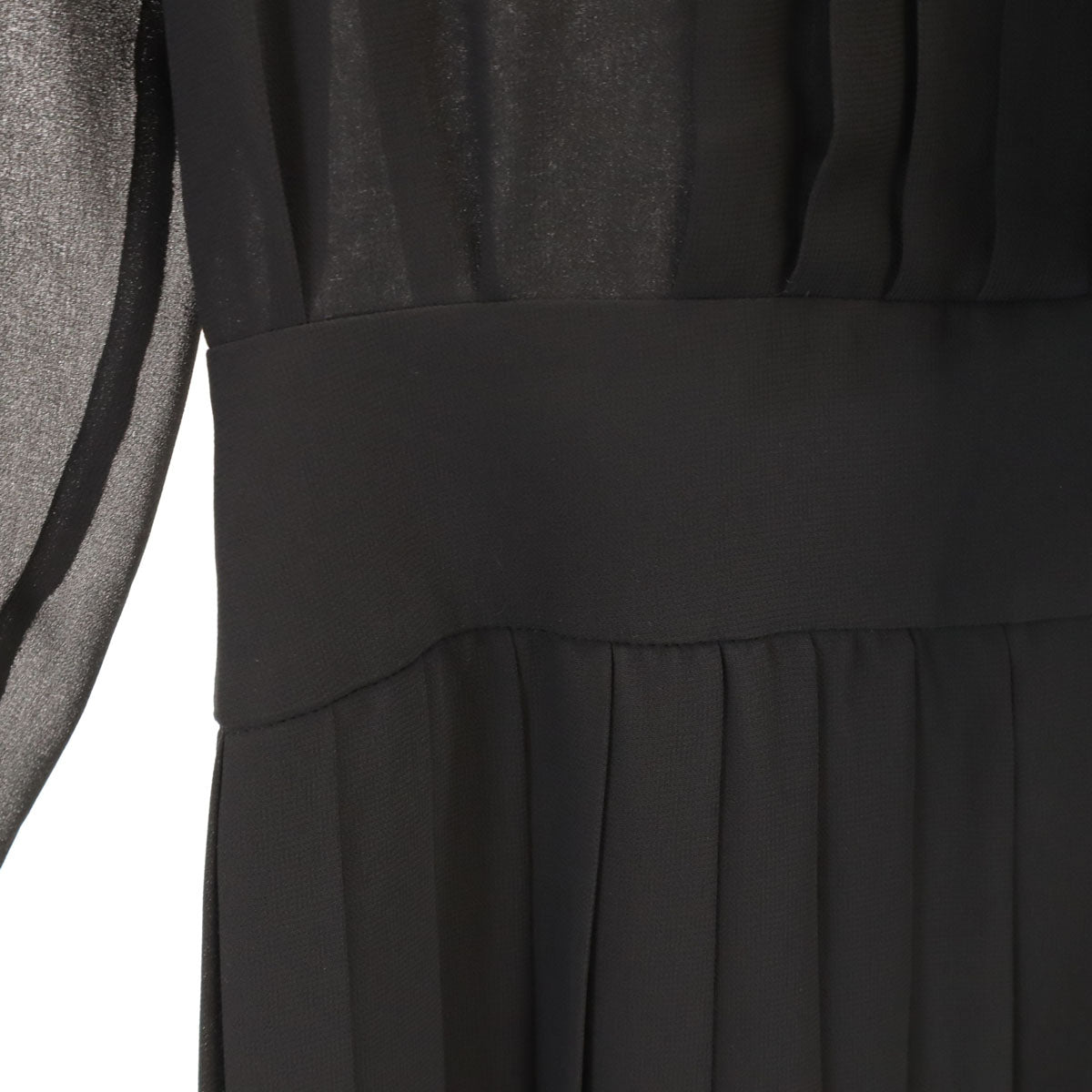 LANVIN LA COLLECTION ランバンコレクション 日本製 長袖 シアー ワンピース 38 ブラック レディース