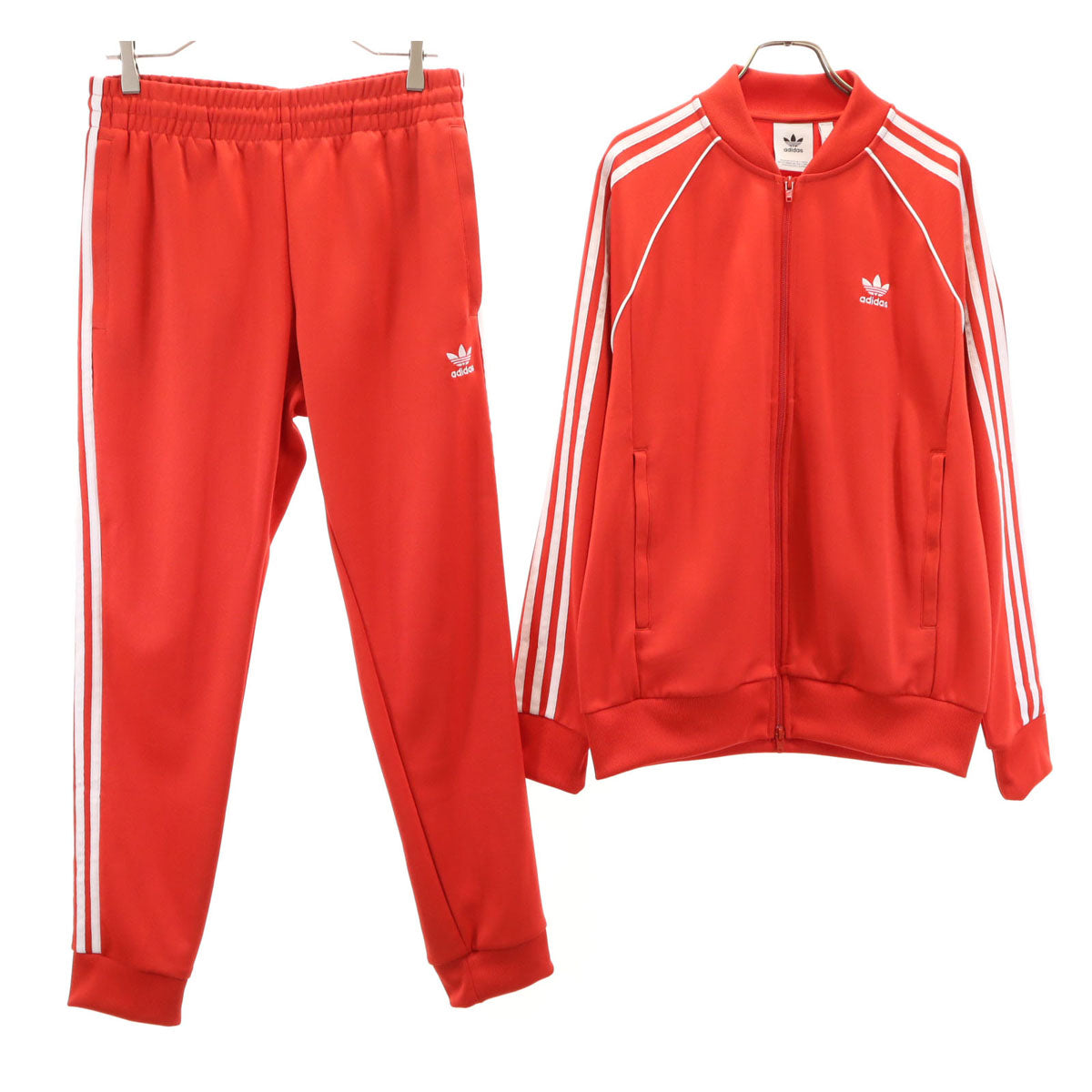 美品 adidas Originals アディダスオリジナルス トレフォイルロゴ スーパースター トラックジャケット 上下 セットアップ O レッド ジャージ メンズ