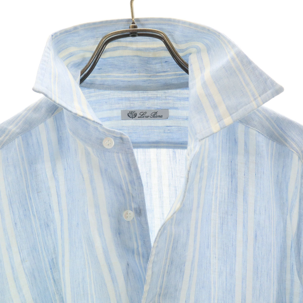 Loro Piana ロロピアーナ イタリア製 リネン100％ 長袖 シャツ S ブルー系 メンズ