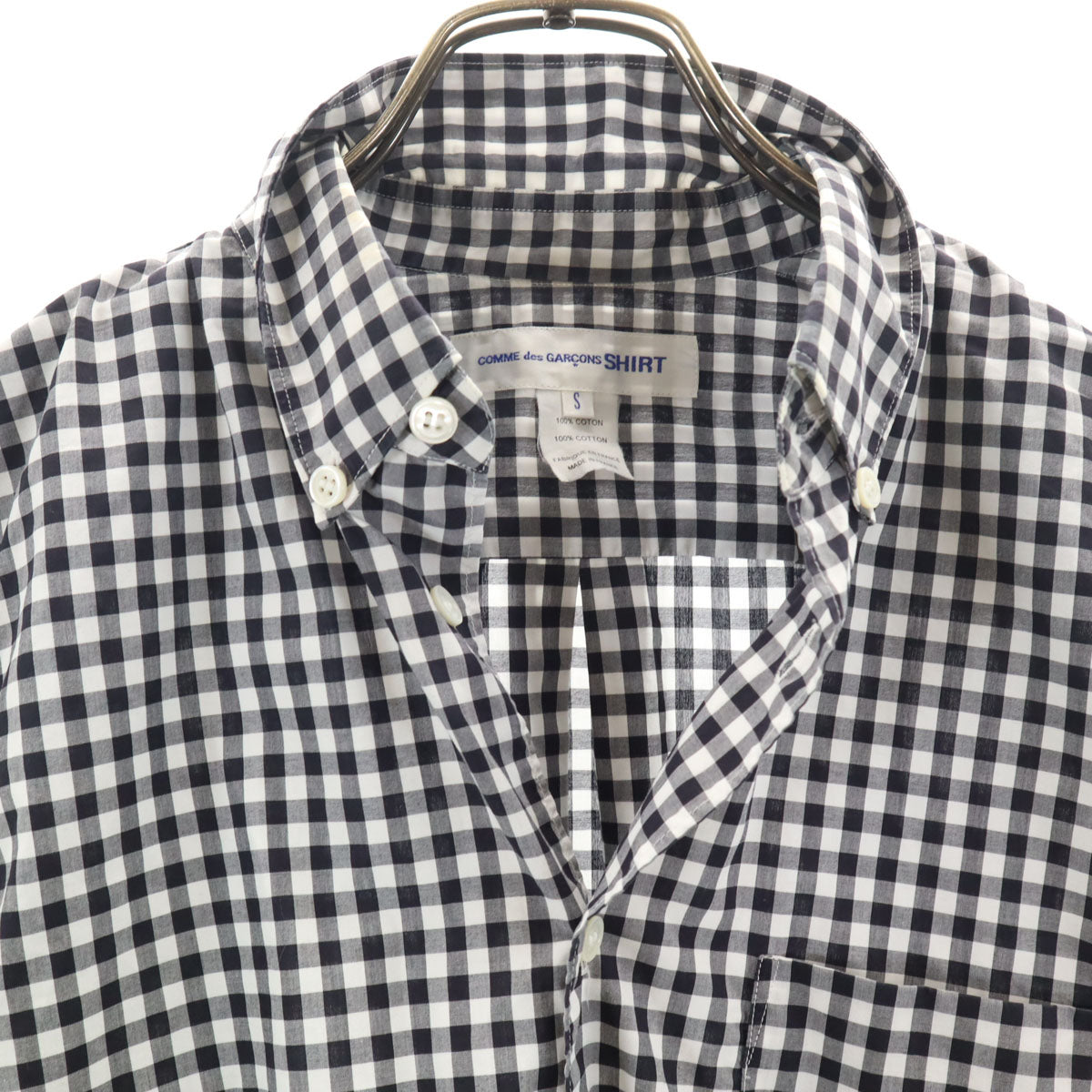 COMME des GARCONS SHIRT コムデギャルソンシャツ フランス製 ギンガムチェック 長袖 ボタンダウンシャツ S ブラック メンズ