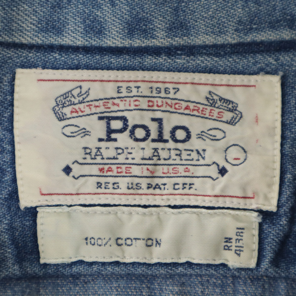 POLO RALPH LAUREN ポロラルフローレン USA製 長袖 デニムシャツ ブルー メンズ