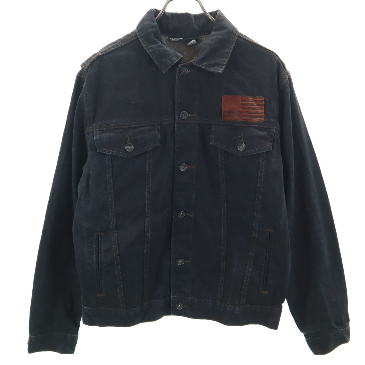 ROCAWEAR ロカウェア リネンブレンド 星条旗 デニムジャケット 40 ネイビー系 ジージャン メンズ