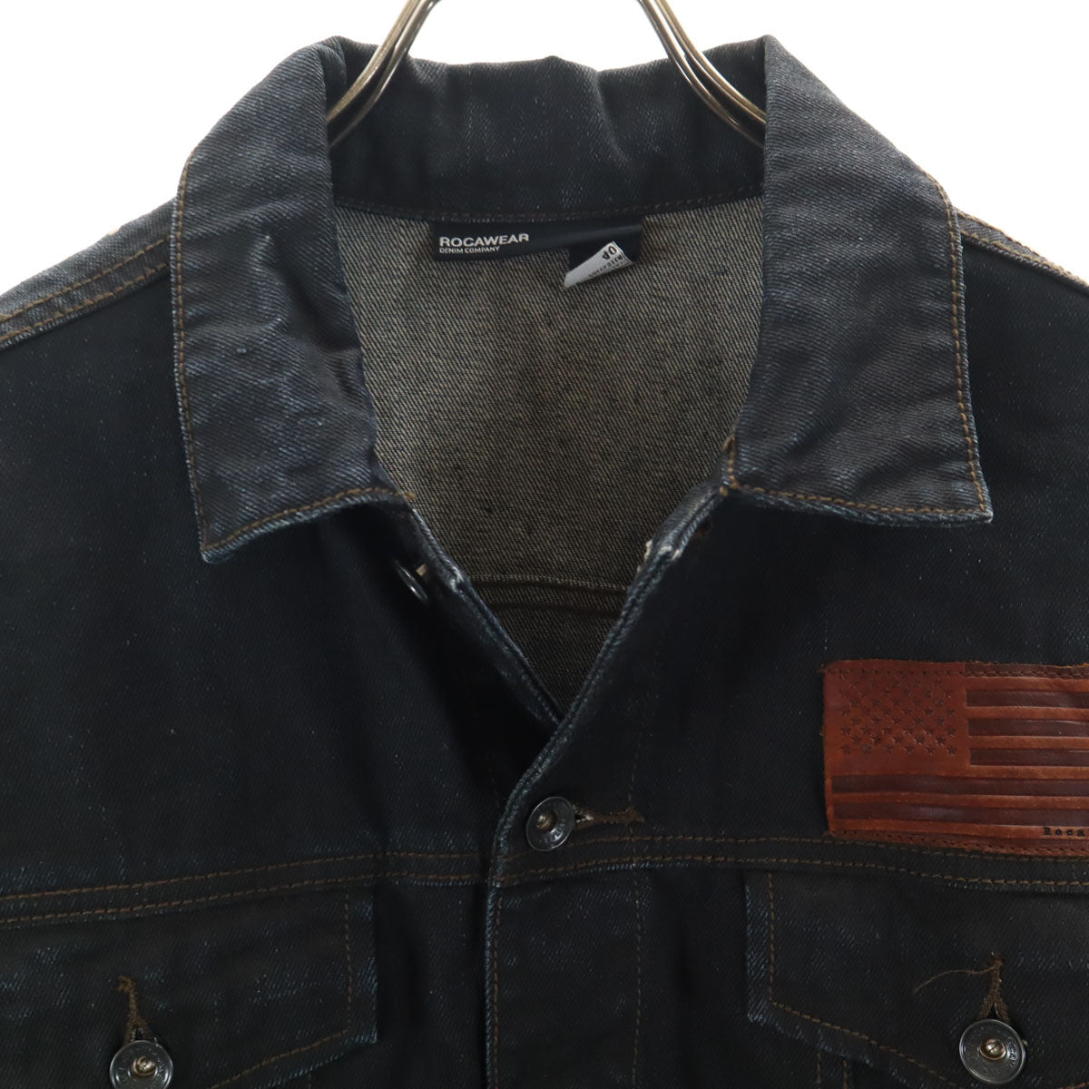 ROCAWEAR ロカウェア リネンブレンド 星条旗 デニムジャケット 40 ネイビー系 ジージャン メンズ