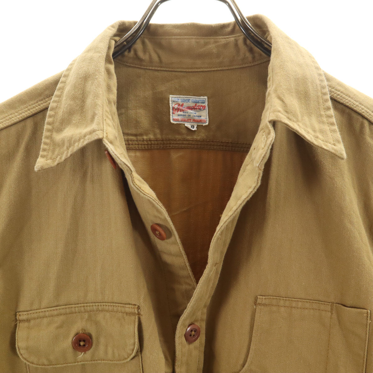 MOMOTARO JEANS 桃太郎ジーンズ 日本製 長袖 ワークシャツ 40 キャメル メンズ