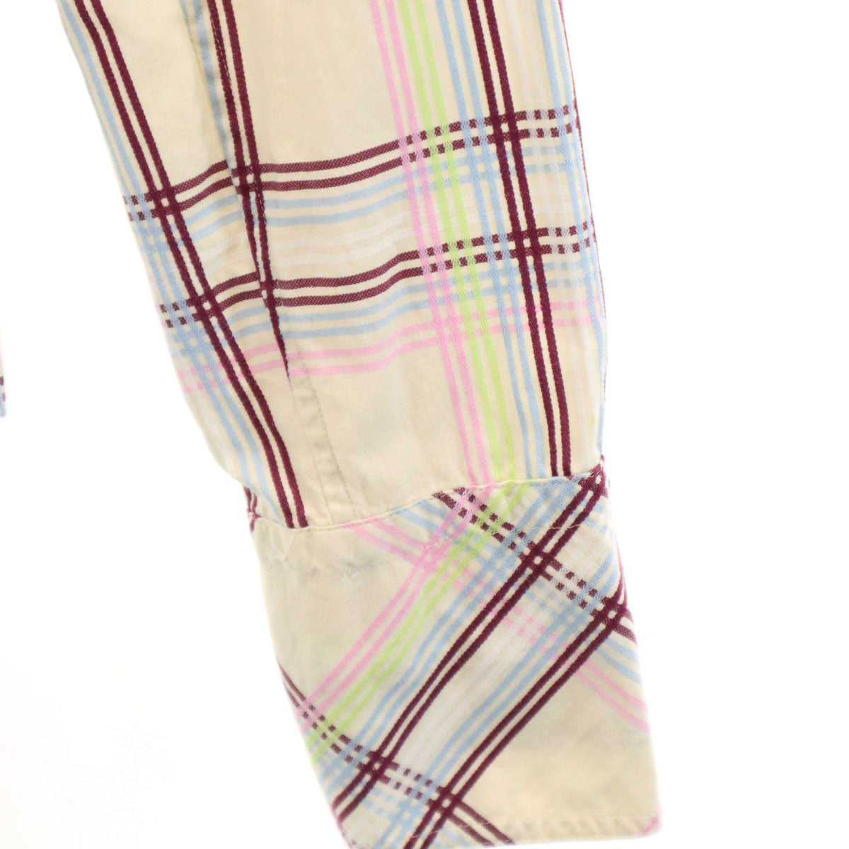 BURBERRY LONDON BLUE LABEL バーバリー ロンドン ブルーレーベル 日本製 チェック柄 長袖 ウエスタンシャツ 38 ベージュ 三陽商会 レディース