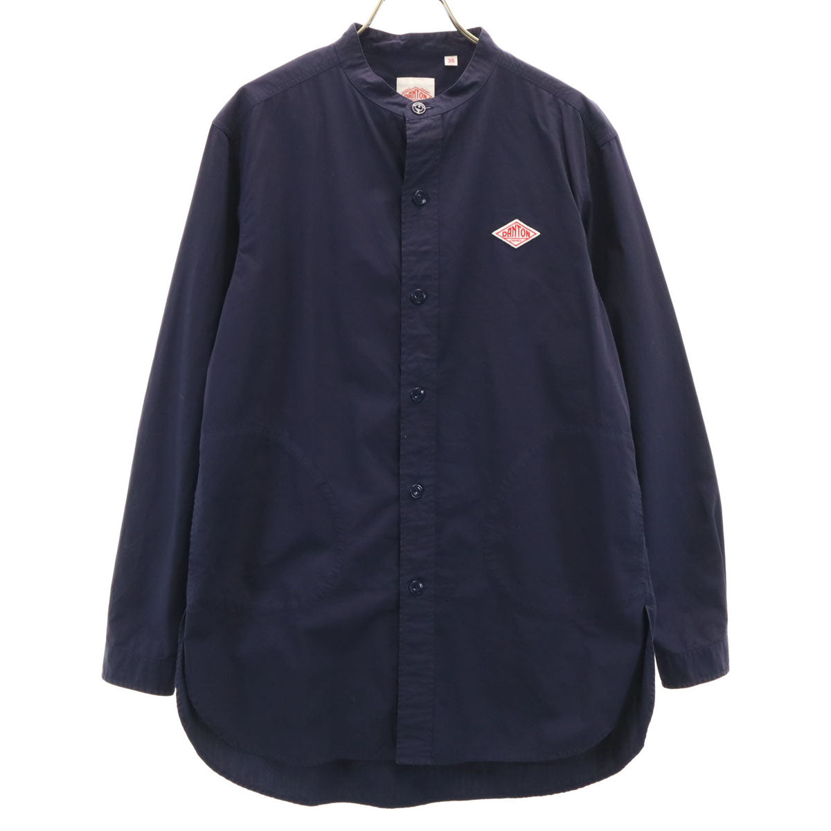 Danton ダントン 日本製 長袖 バンドカラーシャツ 38 ネイビー メンズ