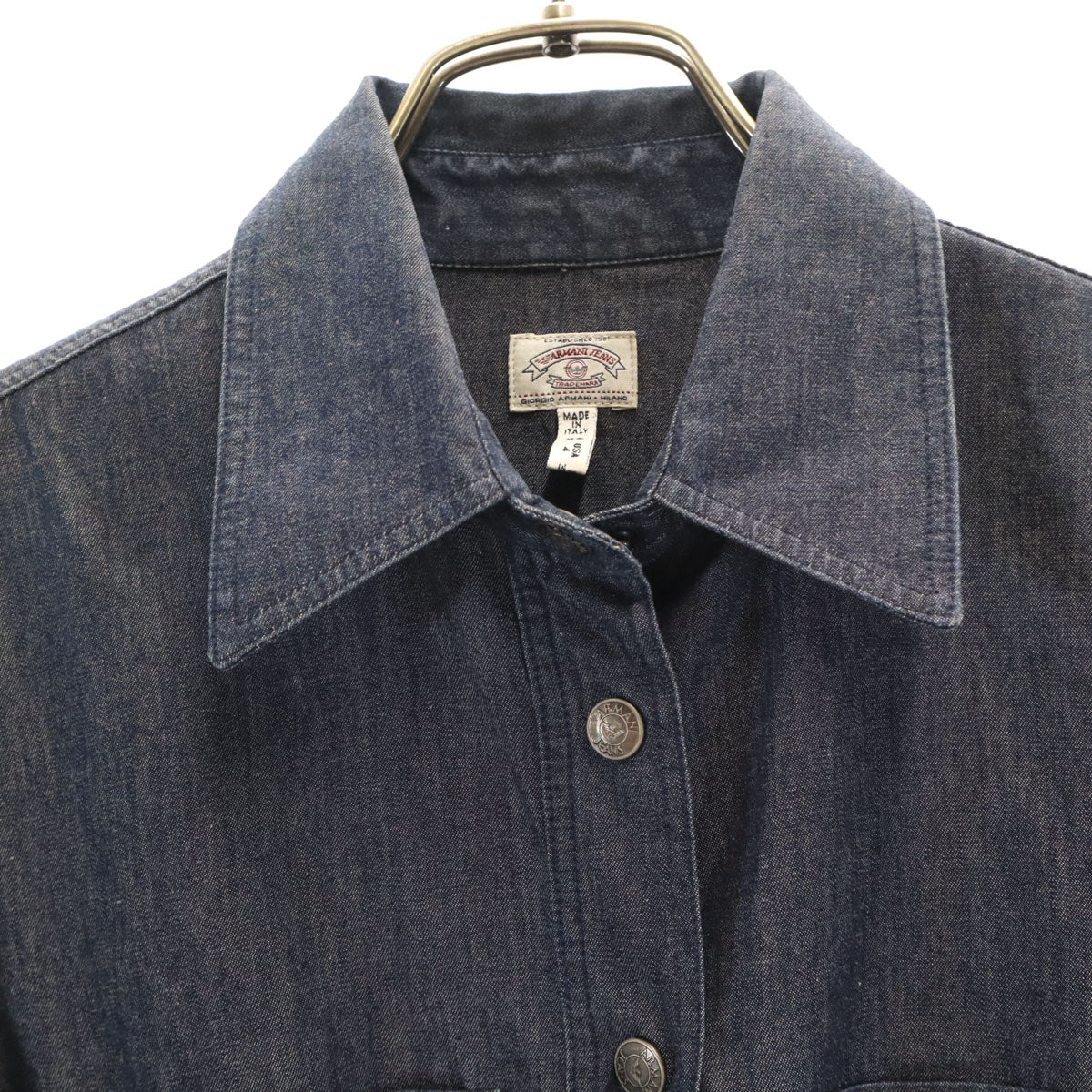 ARMANI JEANS アルマーニジーンズ イタリア製 長袖 シャンブレーシャツ 38 インディゴ レディース