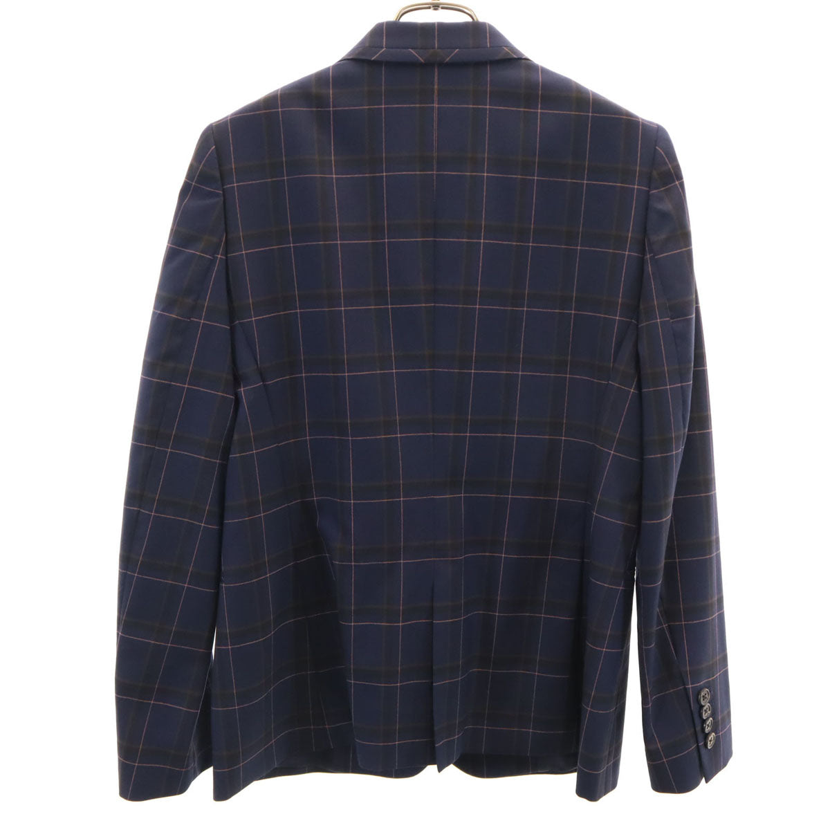 美品 Paul Smith ポールスミス 日本製 チェック柄 テーラードジャケット 42 ネイビー レディース