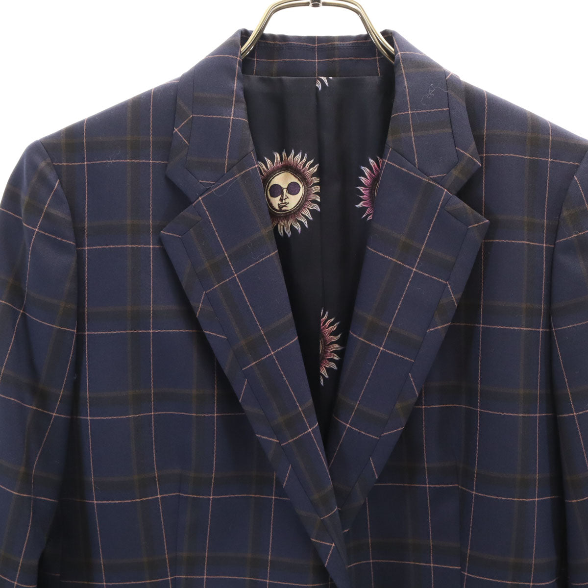 美品 Paul Smith ポールスミス 日本製 チェック柄 テーラードジャケット 42 ネイビー レディース