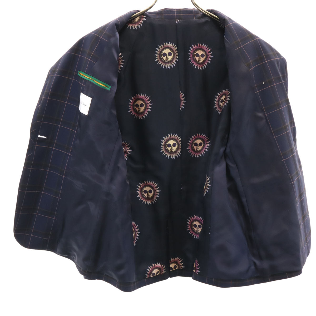 美品 Paul Smith ポールスミス 日本製 チェック柄 テーラードジャケット 42 ネイビー レディース