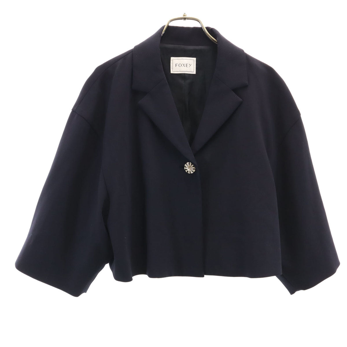 FOXEY フォクシー 日本製 ショート丈 1B ジャケット 38 ネイビー レディース