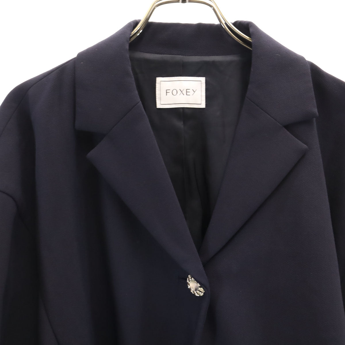 FOXEY フォクシー 日本製 ショート丈 1B ジャケット 38 ネイビー レディース